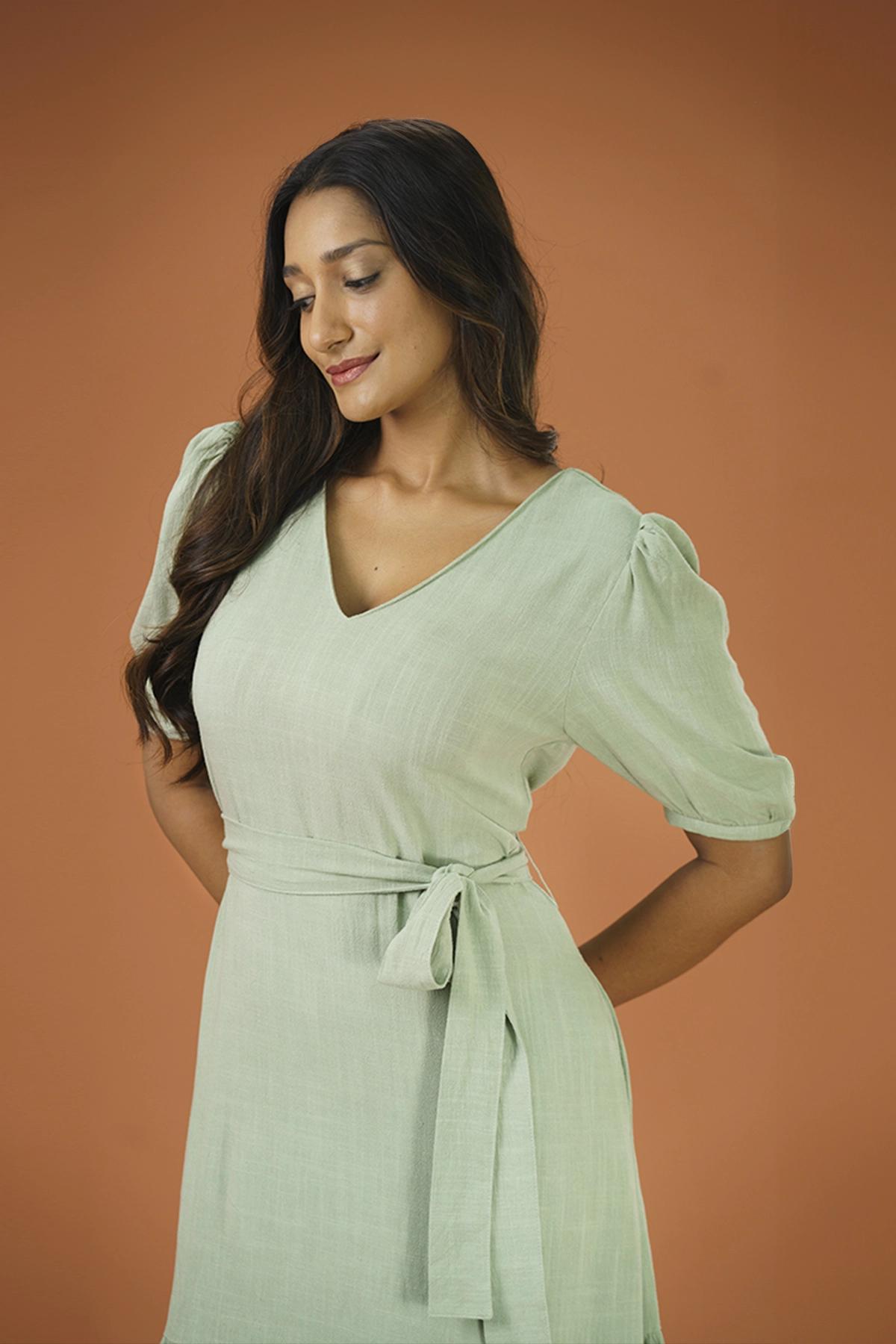 ruffle-sleeve-vneck-maxi-womens-dress