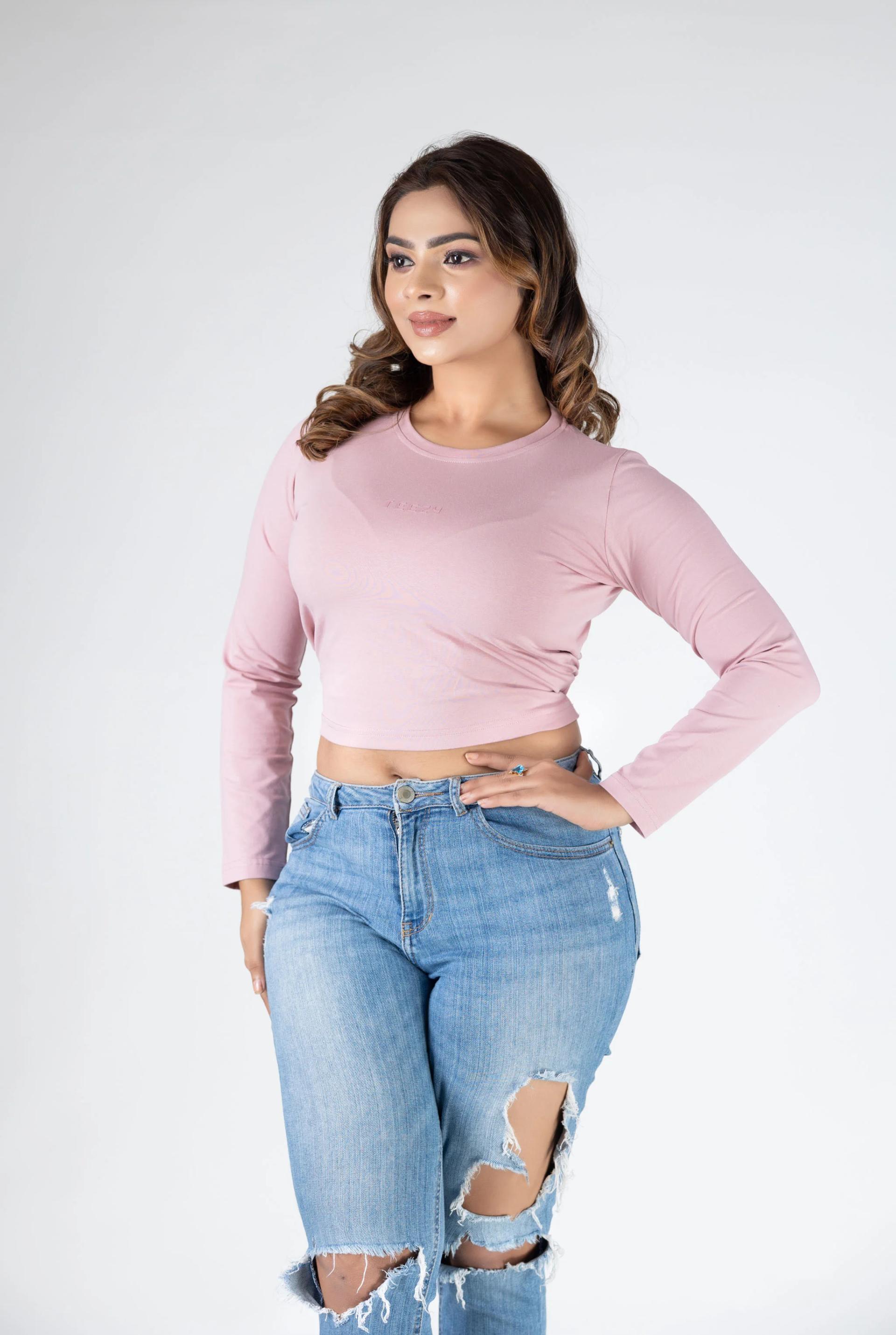 pink-long-sleeve-crop-top