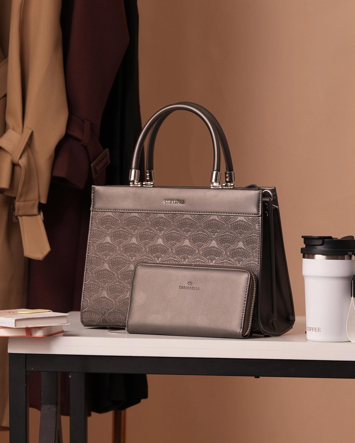 chrisbella-embossed-handbag-and-wallet-set