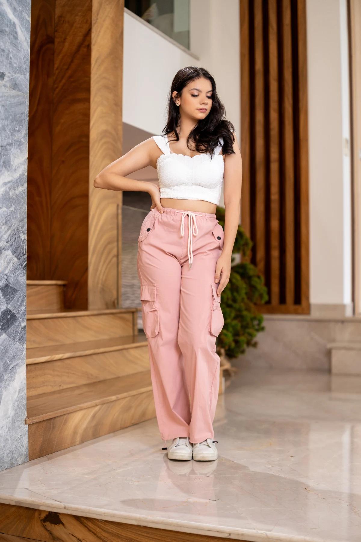 womens-pink-drawstring-cargo-pants