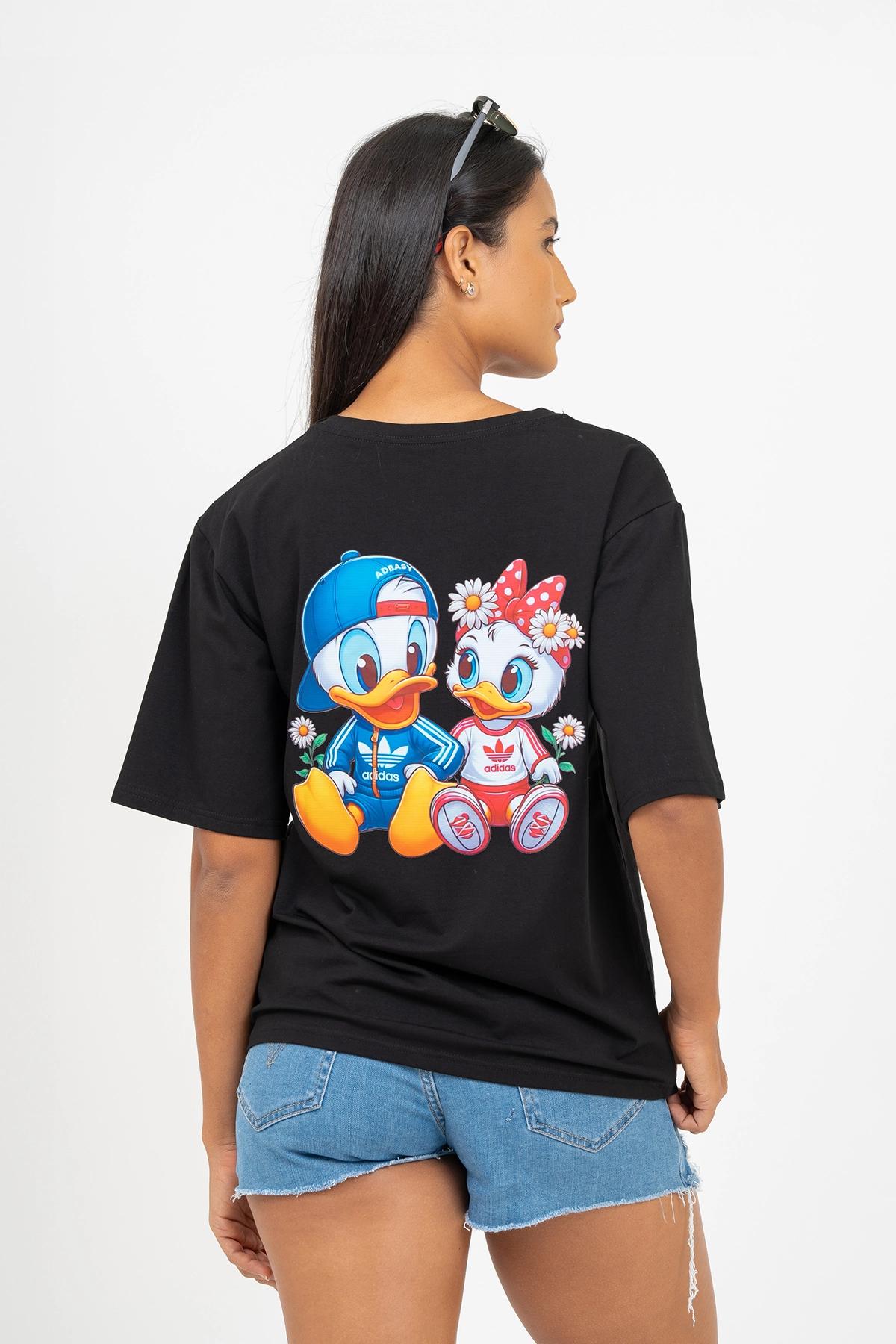 oversized-little-duck-print-black-tshirt