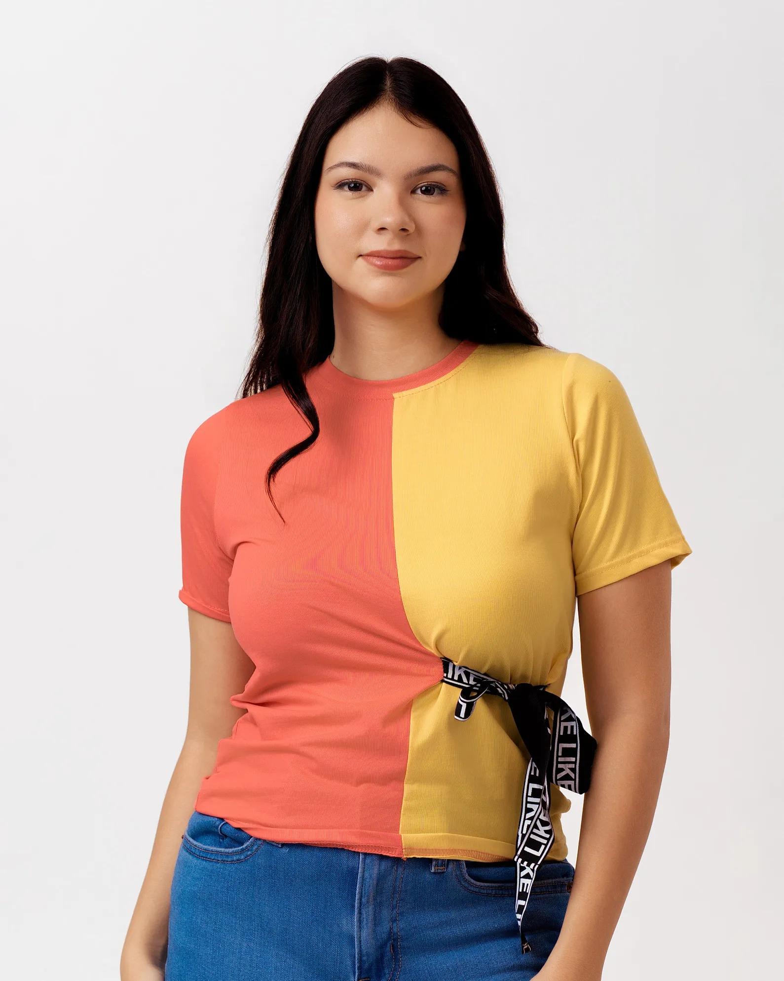 coral-yellow-colorblock-sidetie-tshirt