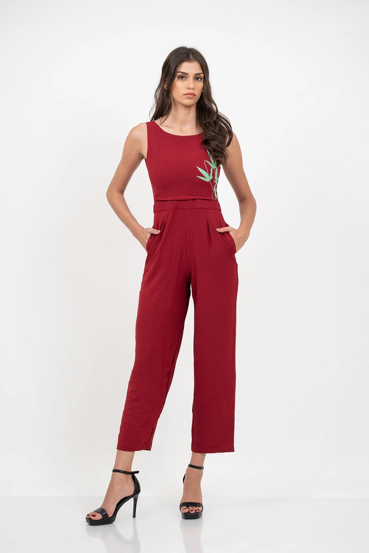womens-solid-red-jumpsuit