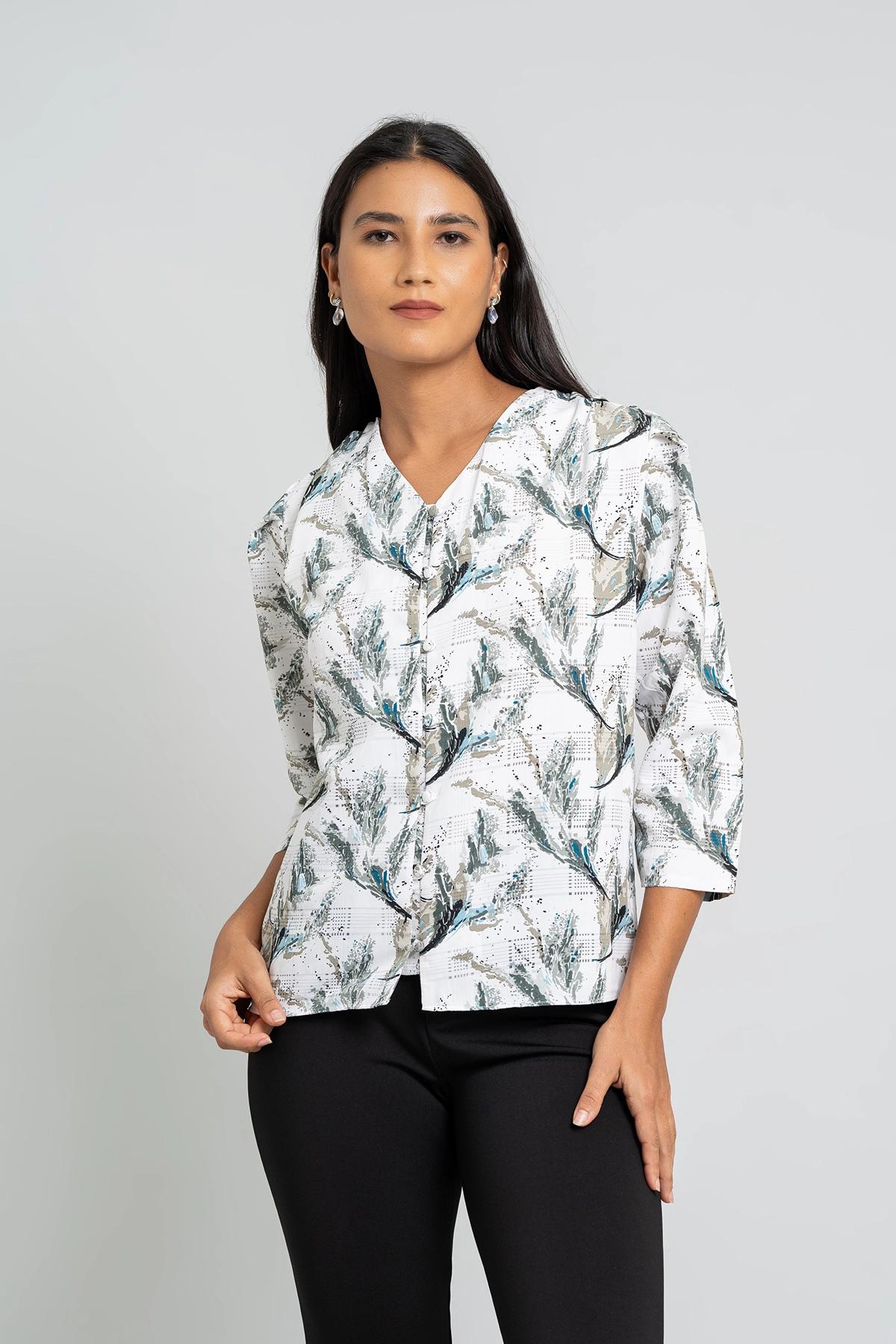 womens-floral-printed-vneck-top