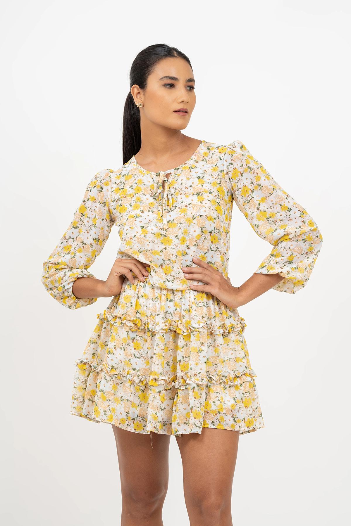 the-boho-yellow-floral-mini-dress-