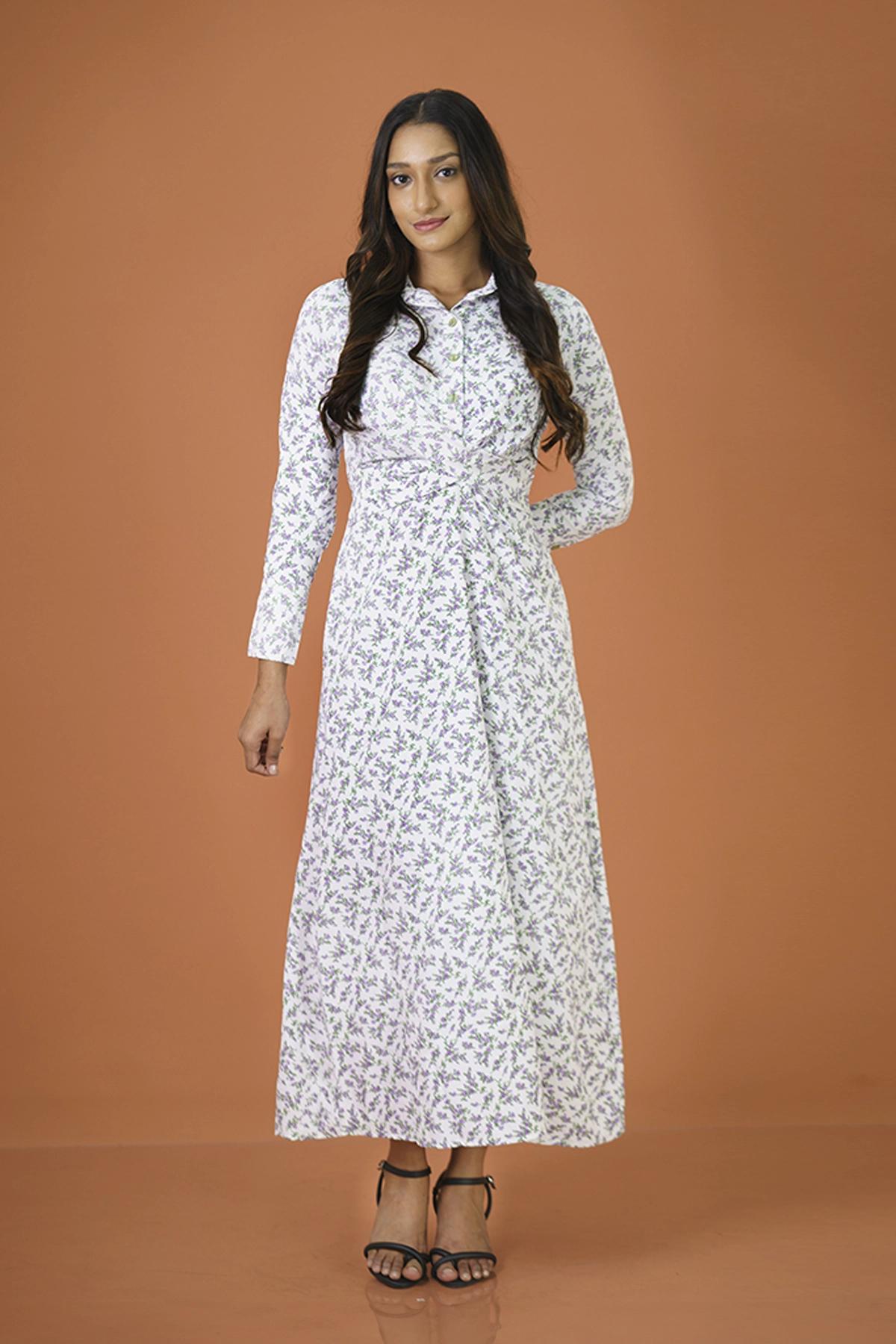 floral-print-collerneck-fit-flare-dress