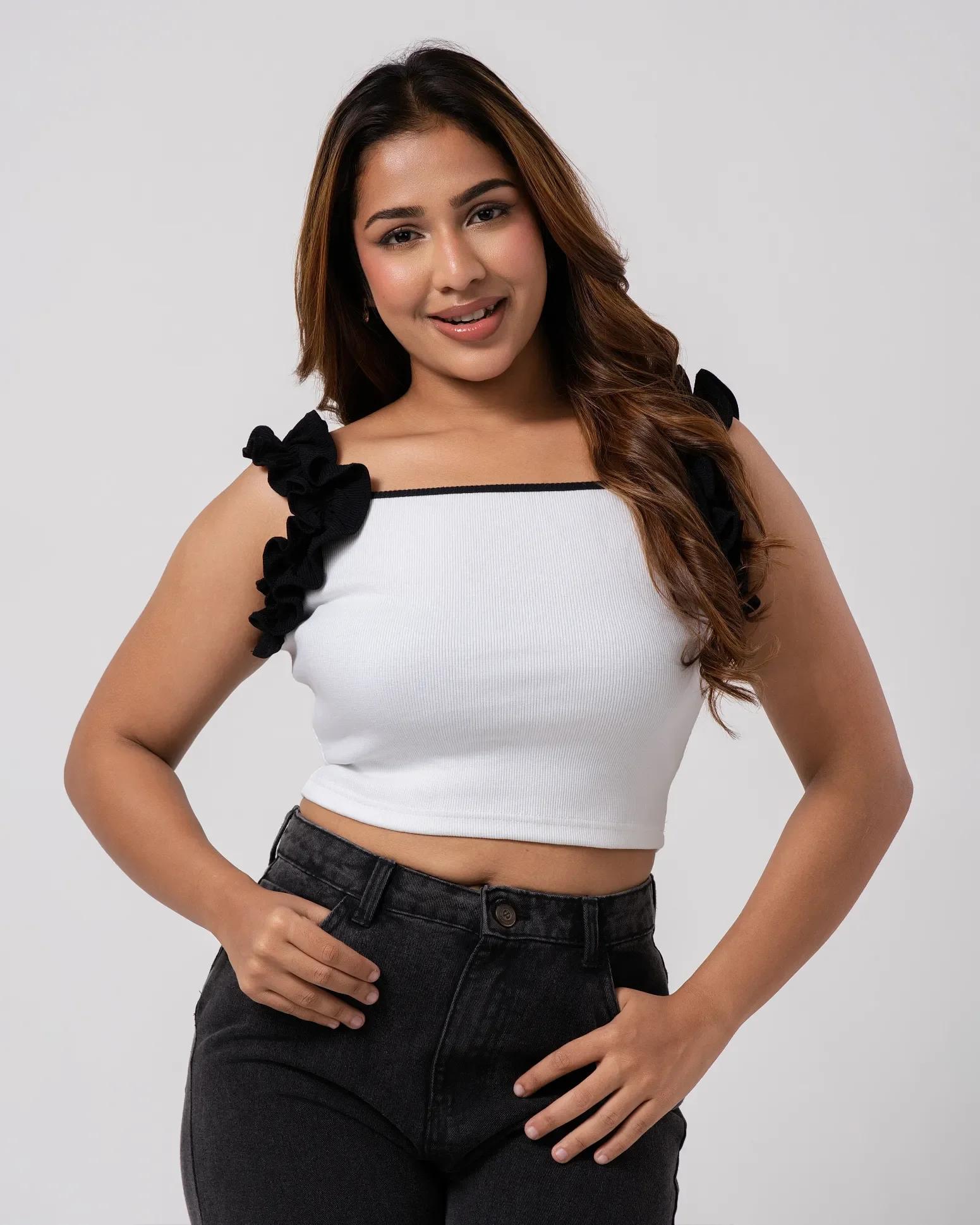 monochrome-rufflestrap-ribbed-tank