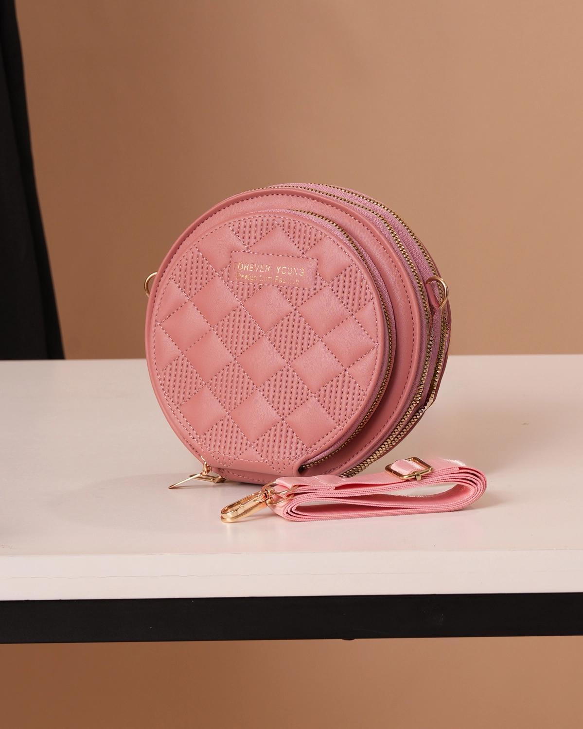 plaidquilted-circle-crossbody-bag
