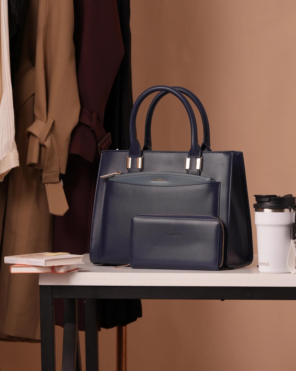 chrisbella-frontpocket-structured-satchel-and-wallet-set