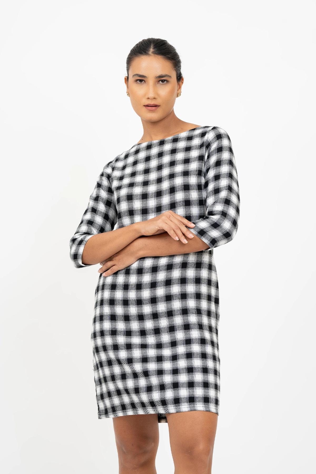 plaid-black-white-check-dress