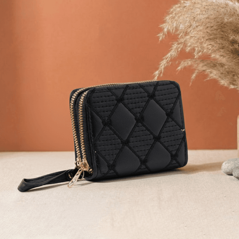 black-double-zipper-purse