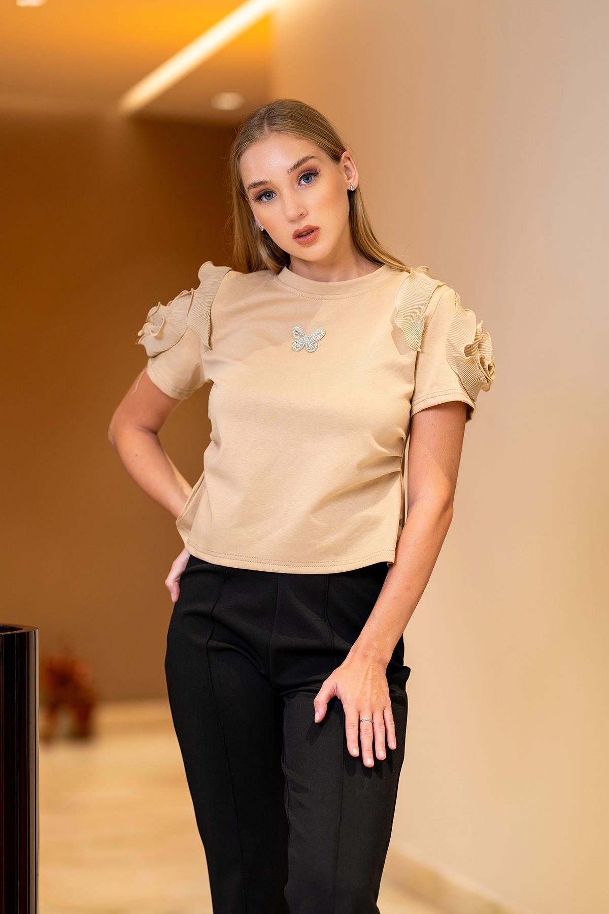 womens-sleeve-frilled-round-neck-top
