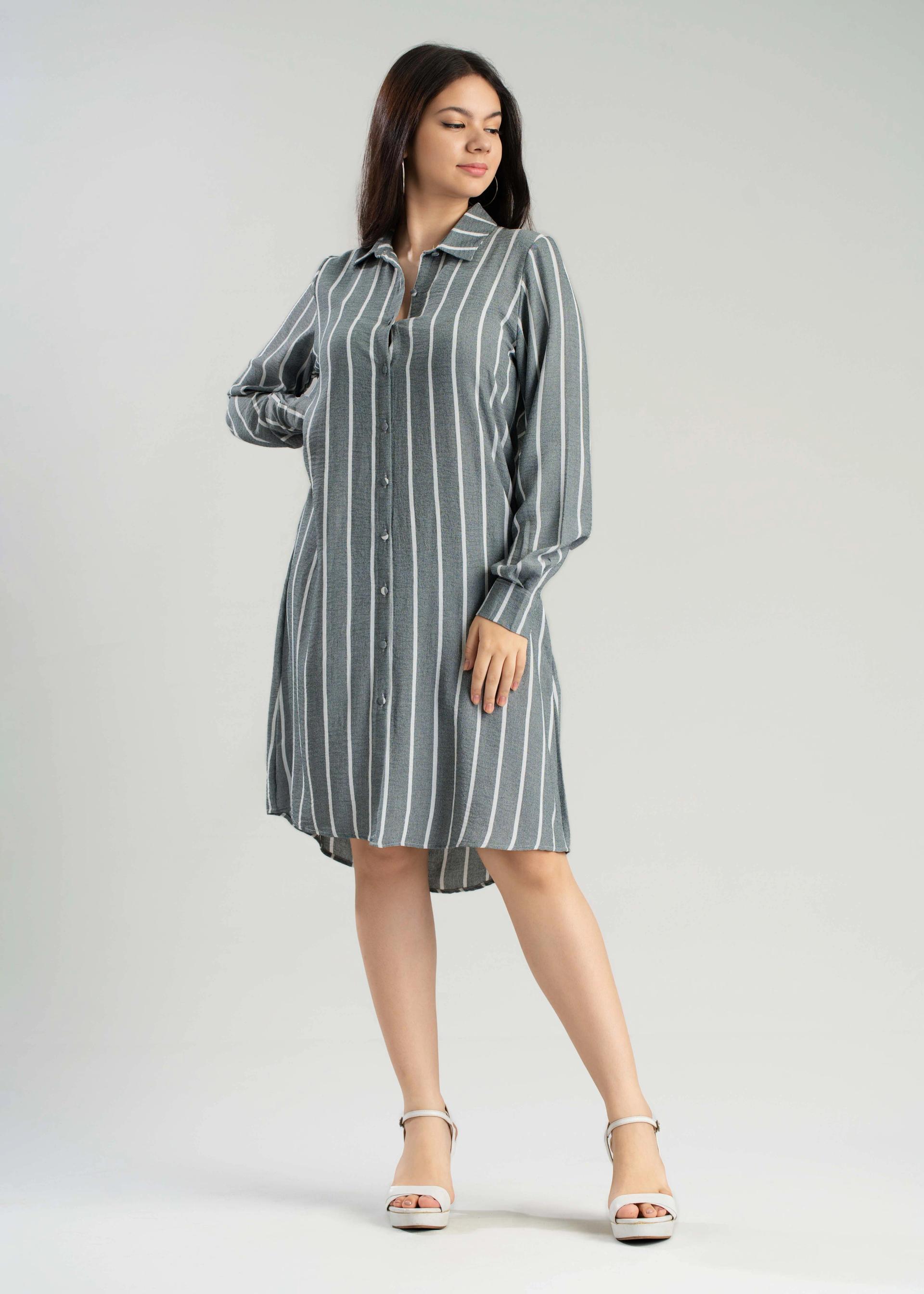 charcoal-grey-pinstripe-shirt-dress-collared-long-sleeve-tunic-dress