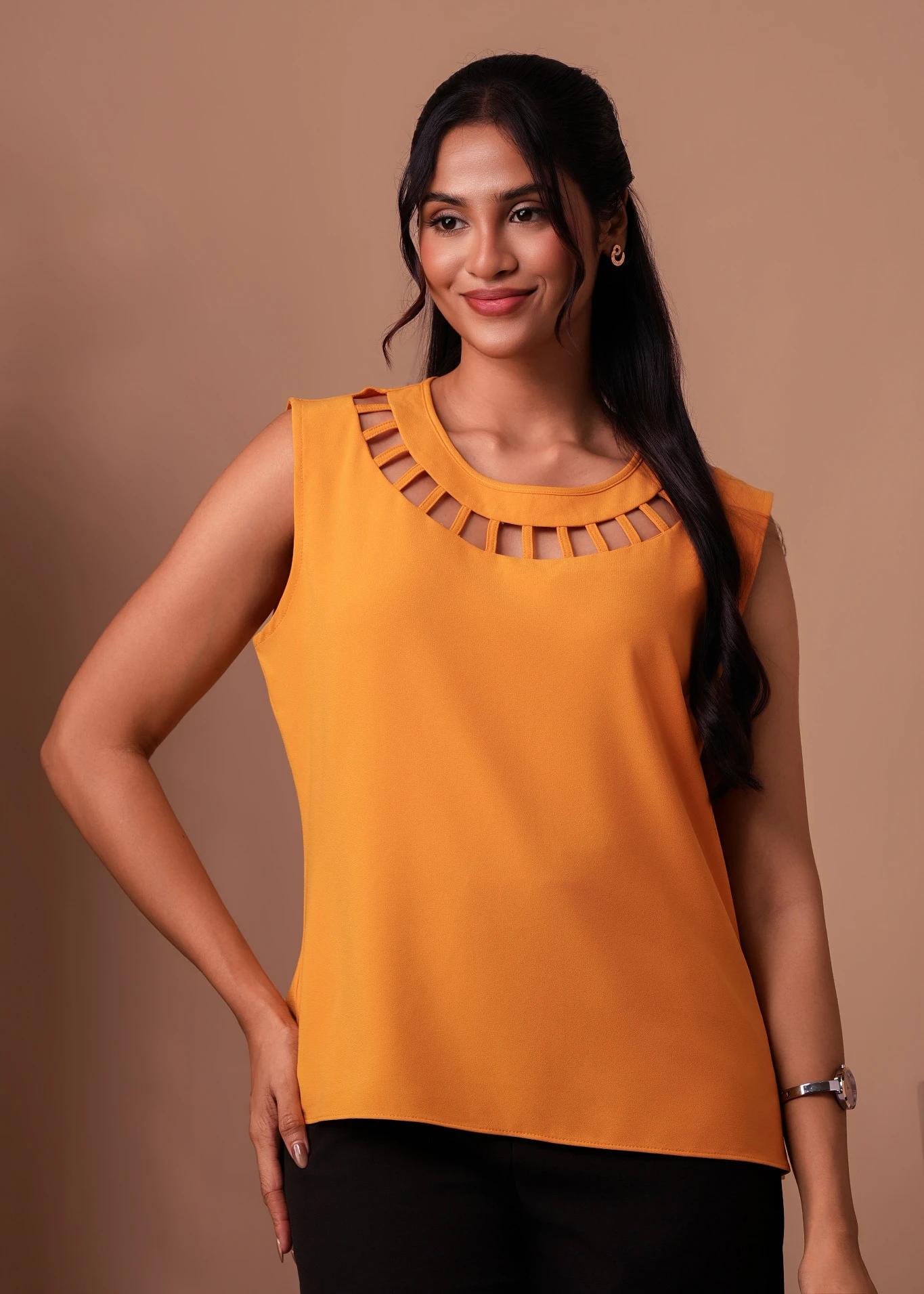 saffron-lattice-neck-top