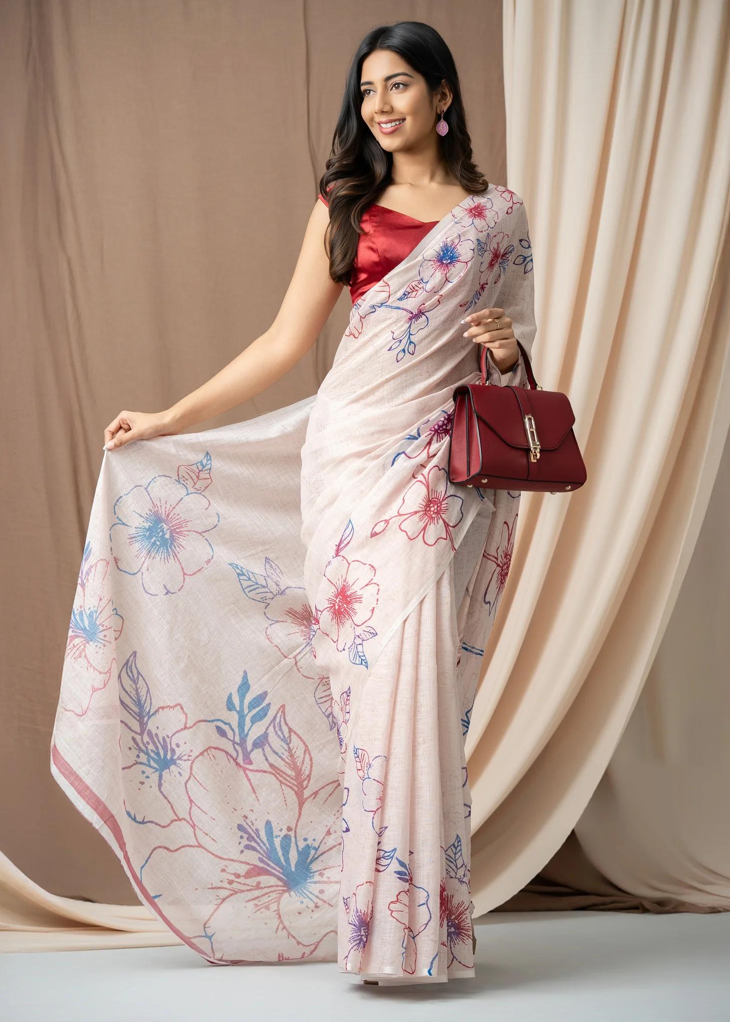 elegant-white-satin-silk-saree-with-red-floral-print