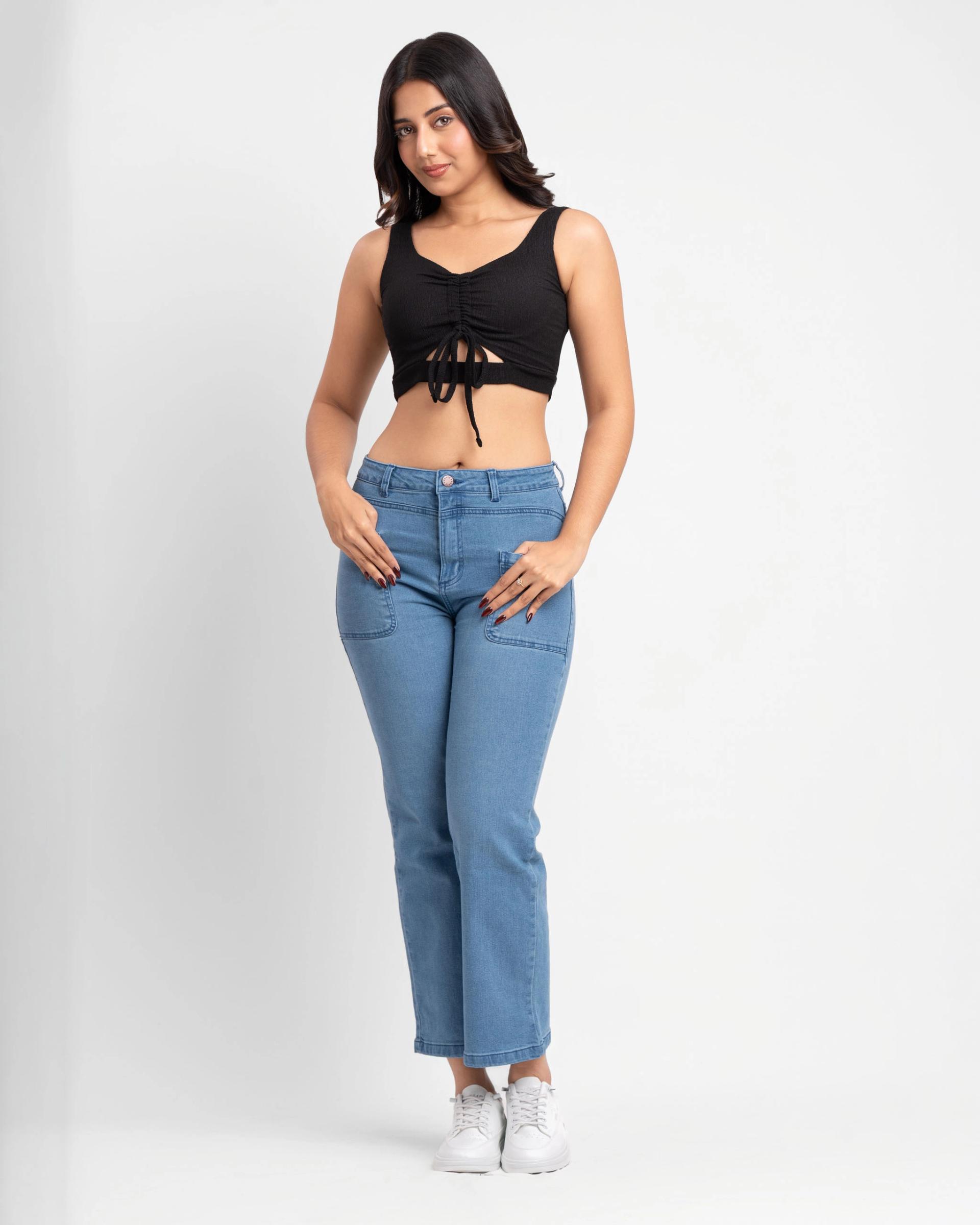 black-ruched-front-sleeveless-crop-top