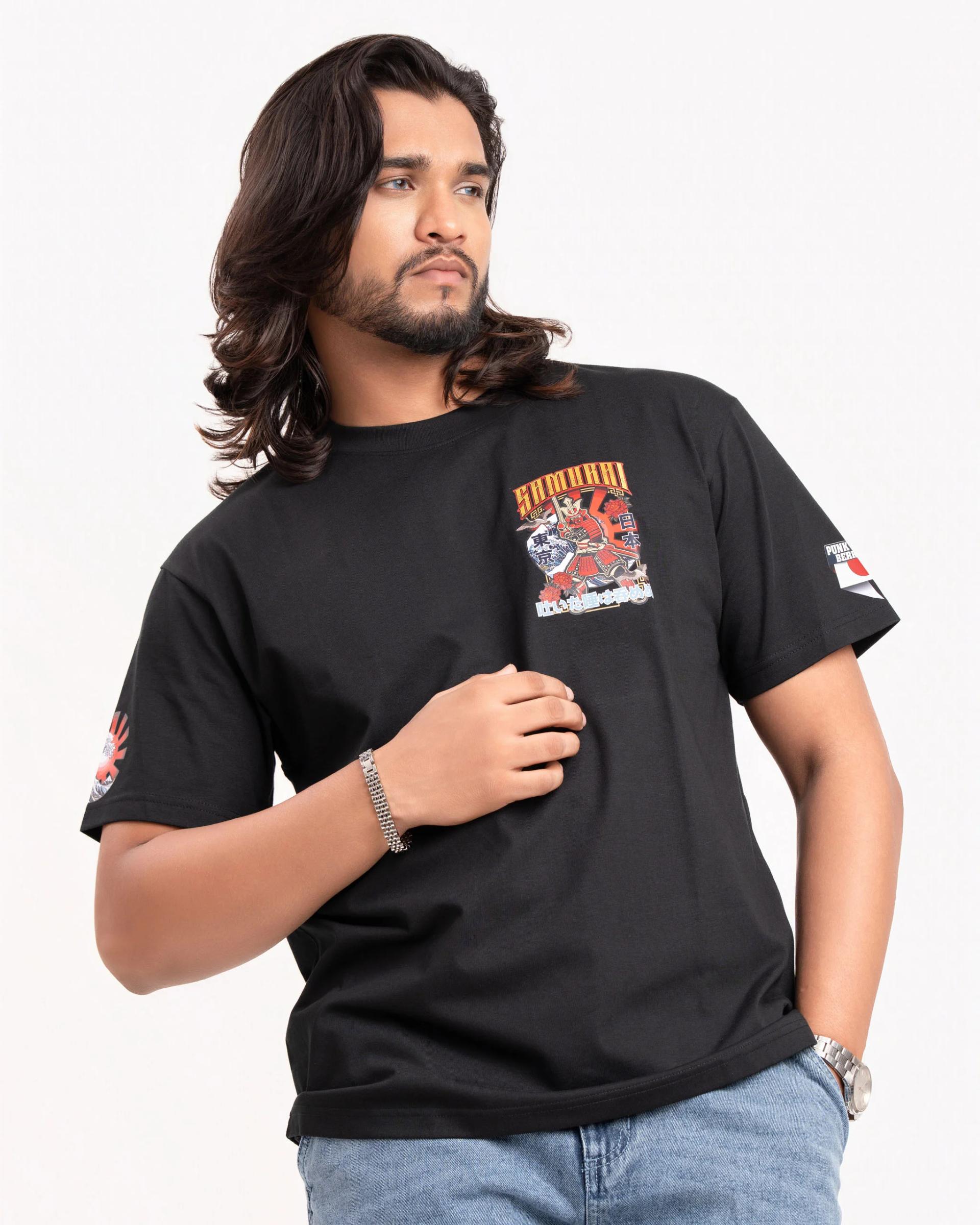 exclusive-unisex-shadow-samurai-black-cotton-tee-