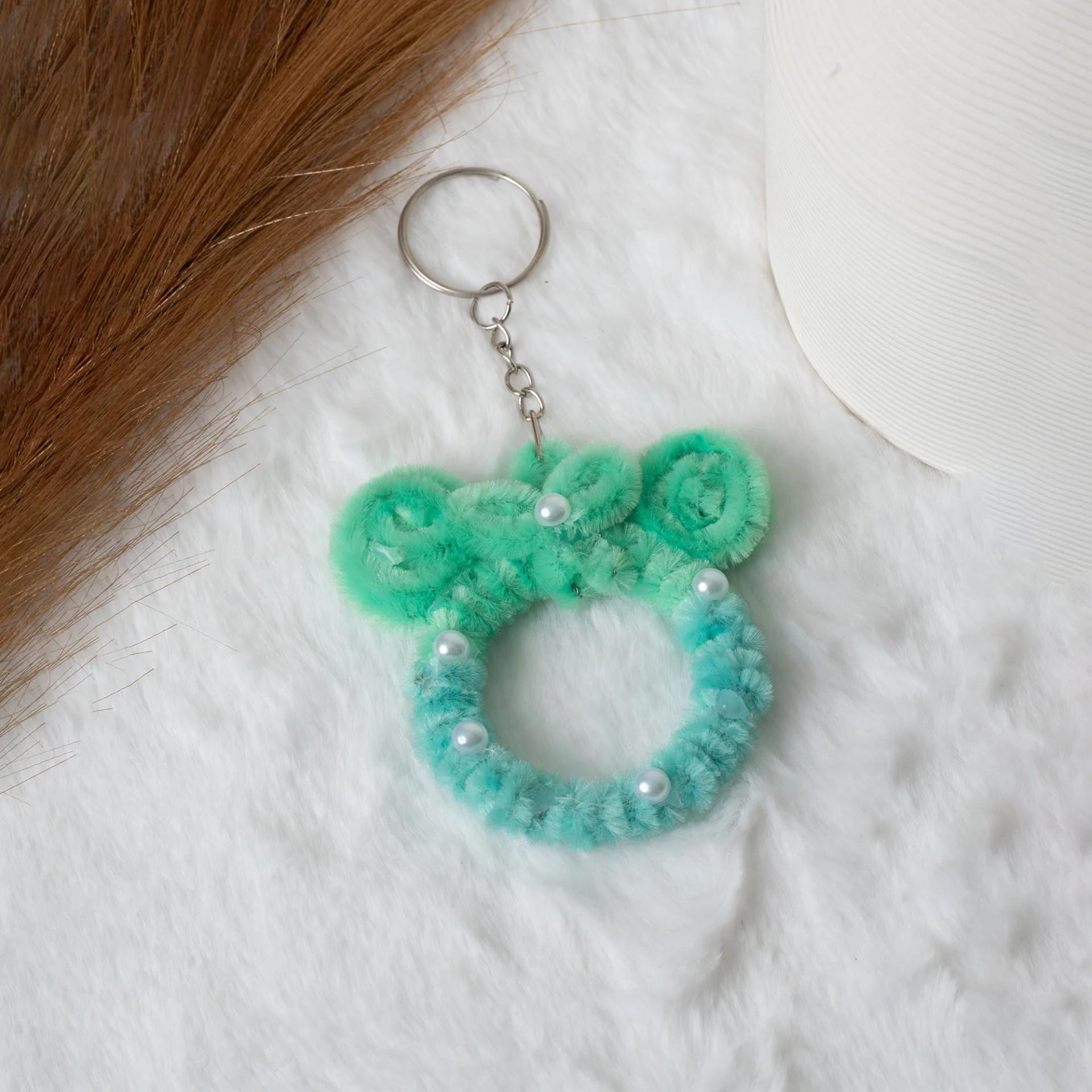 fuzzy-green-blue-ombre-bear-keychain