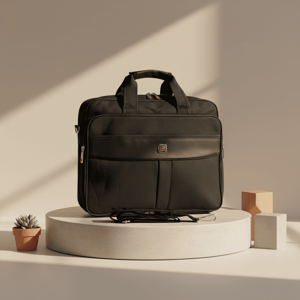 black-office-messenger-bag-durable-synthetic-fabric-laptop-briefcase