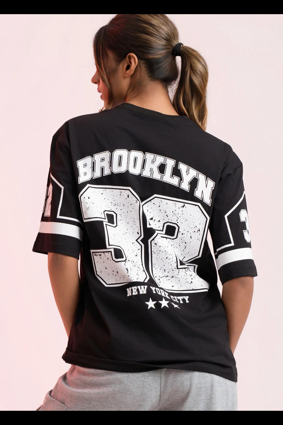 womens-oversized-black-brooklyn-print-tshirt
