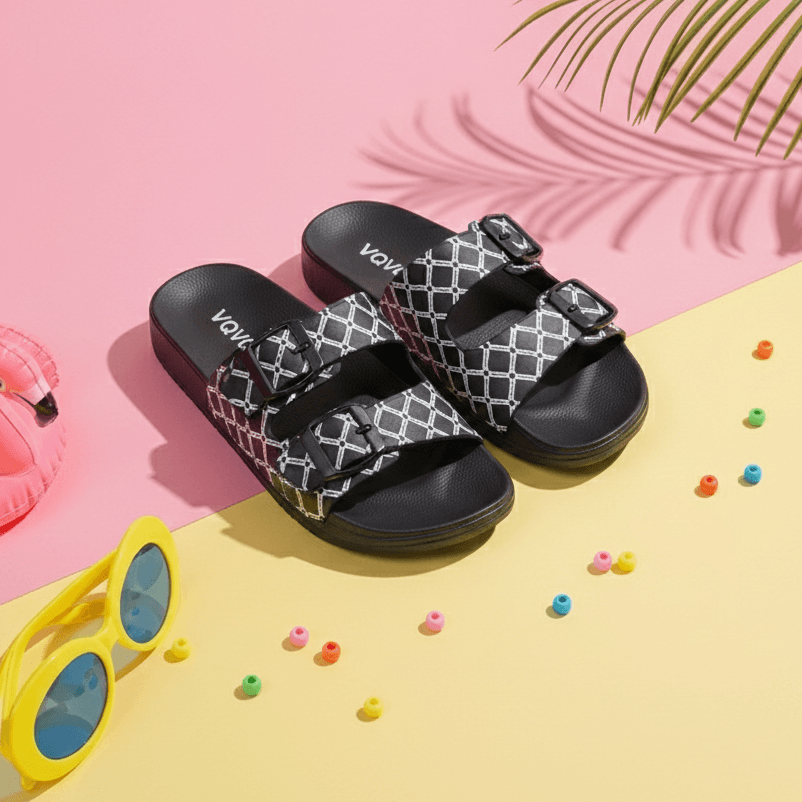 geometric-double-buckle-slide-sandals