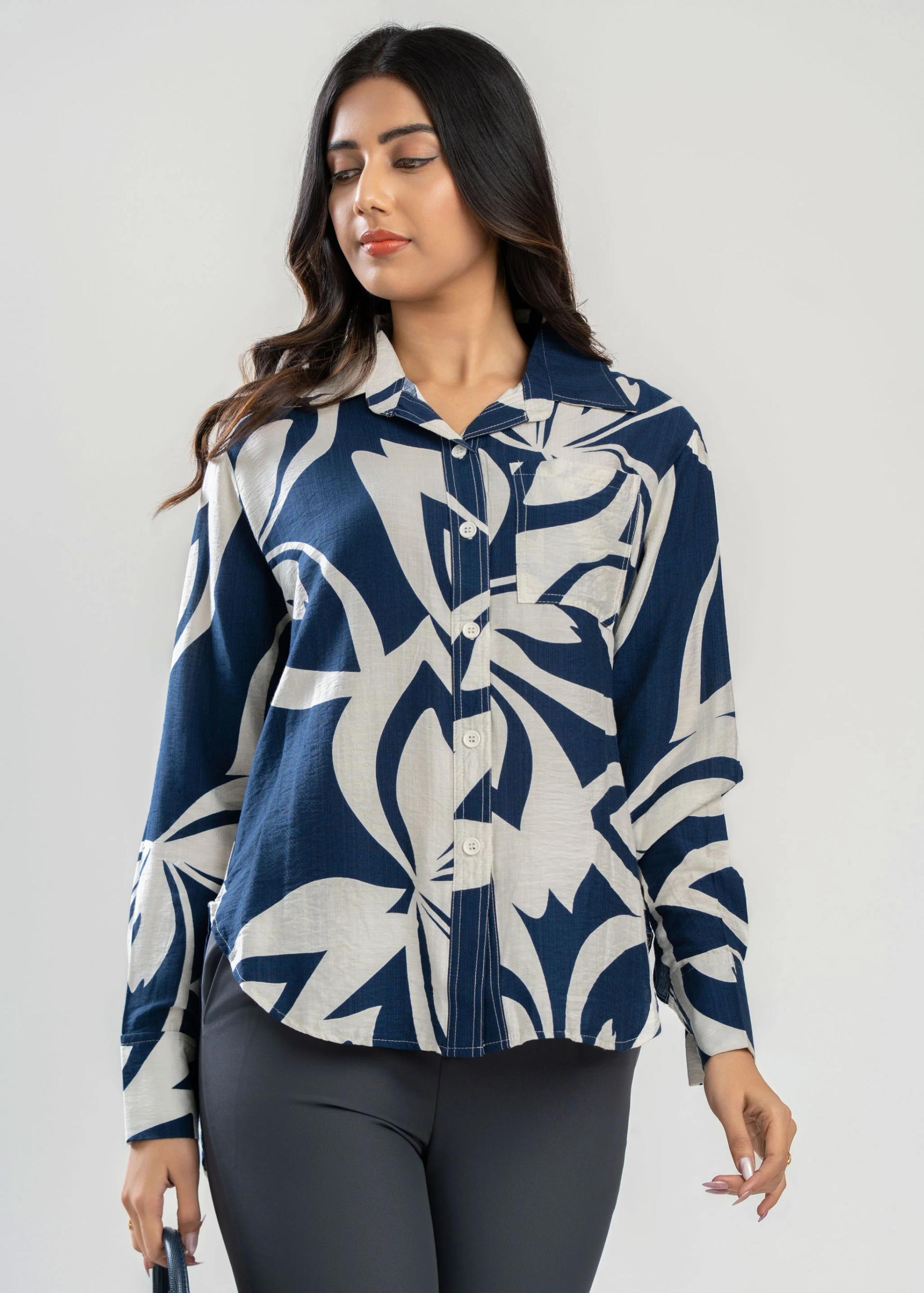 navy-beige-abstract-print-shirt