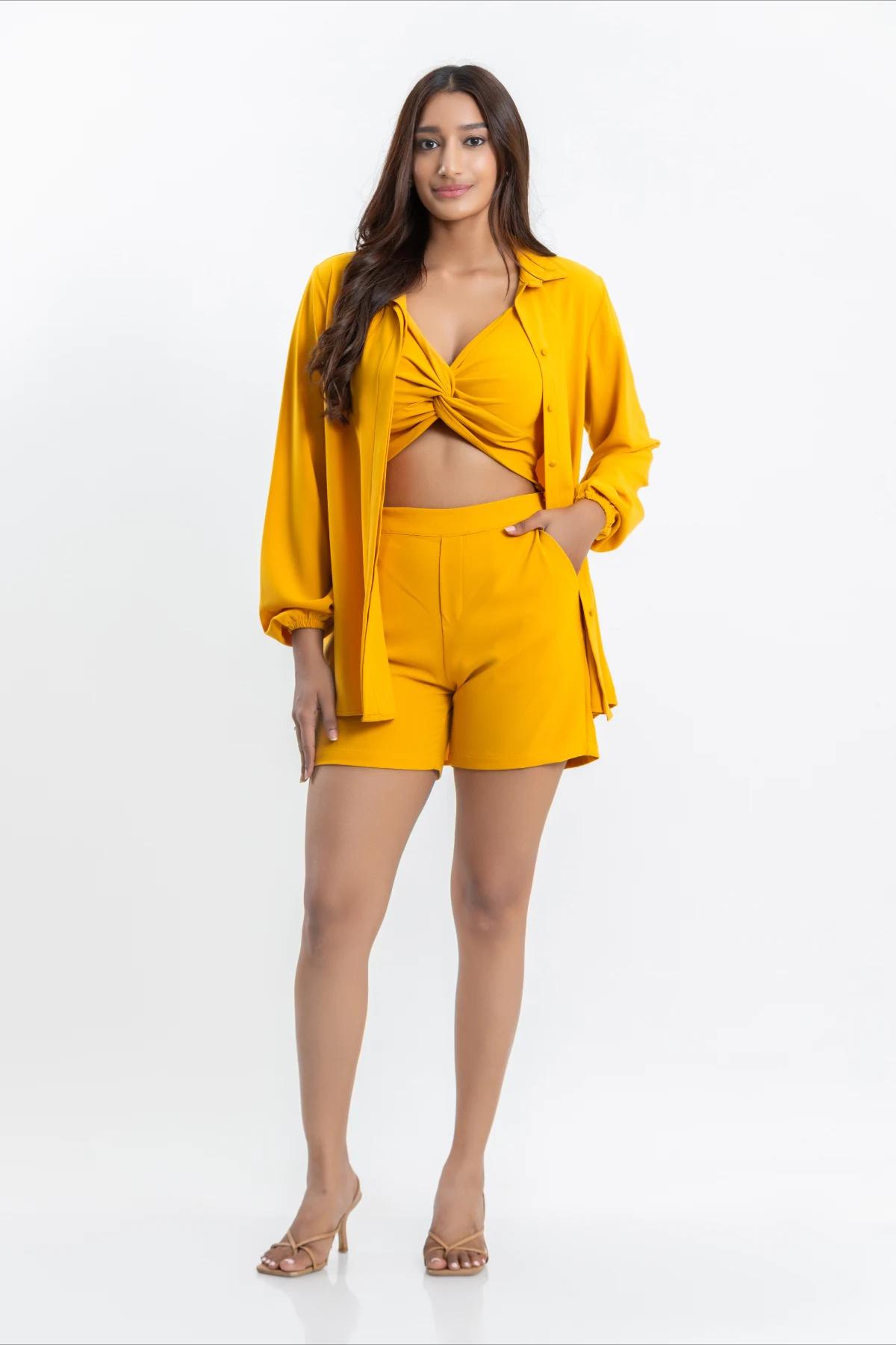 women-simple-relax-yellow-short