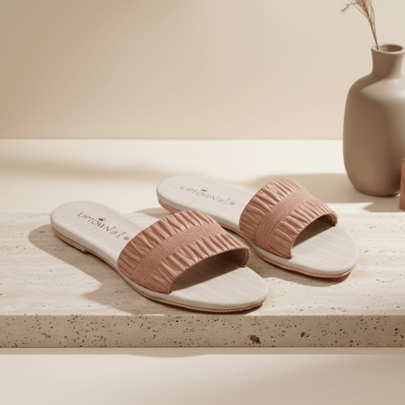 pink-ruched-strap-flat-slide-sandal