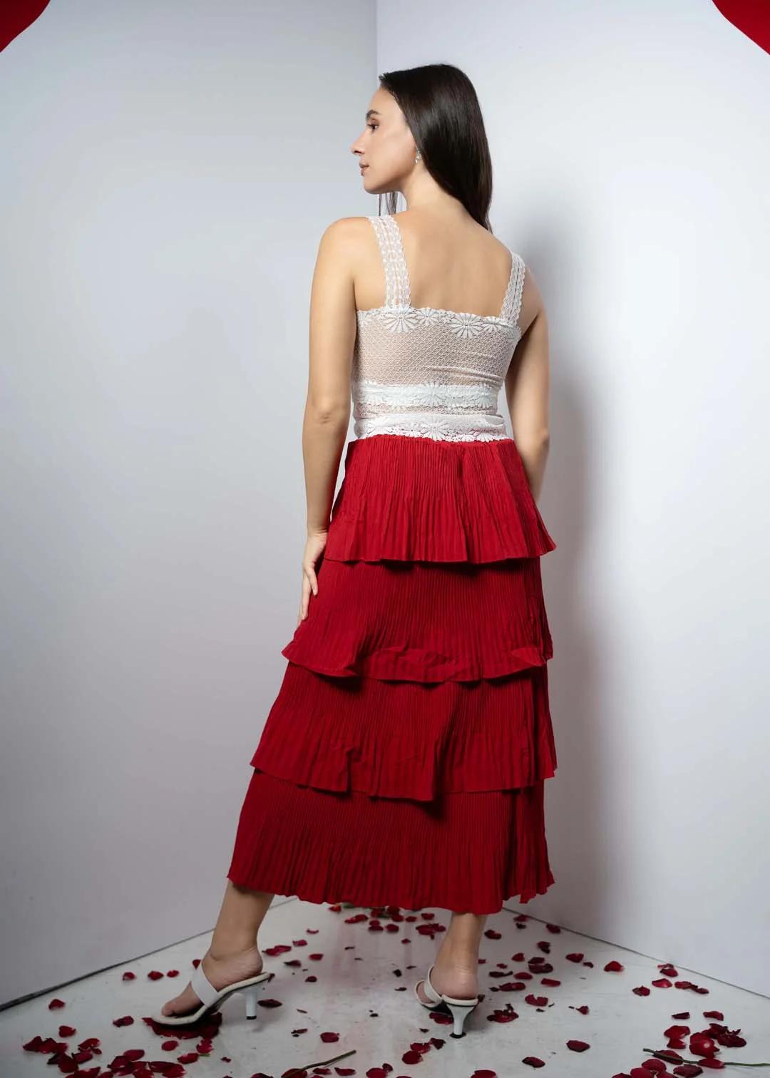 red-tiered-pleat-flair-skirt