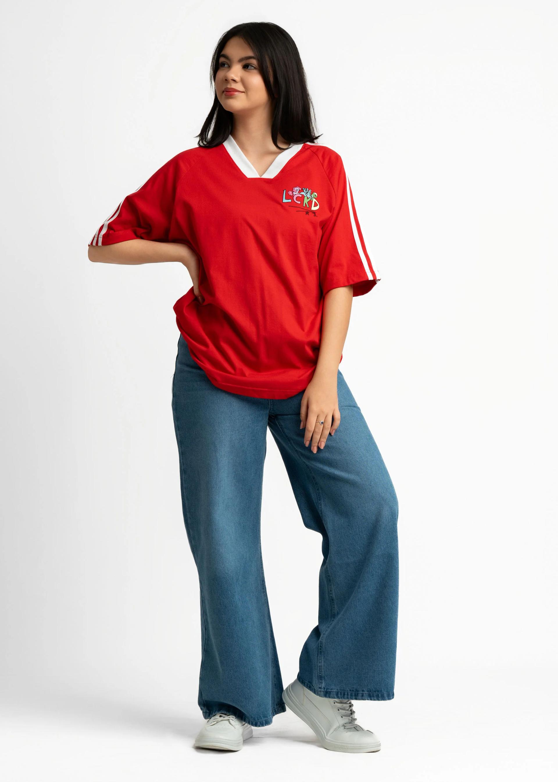 red-casual-fit-tshirt-with-white-contrast-stripes