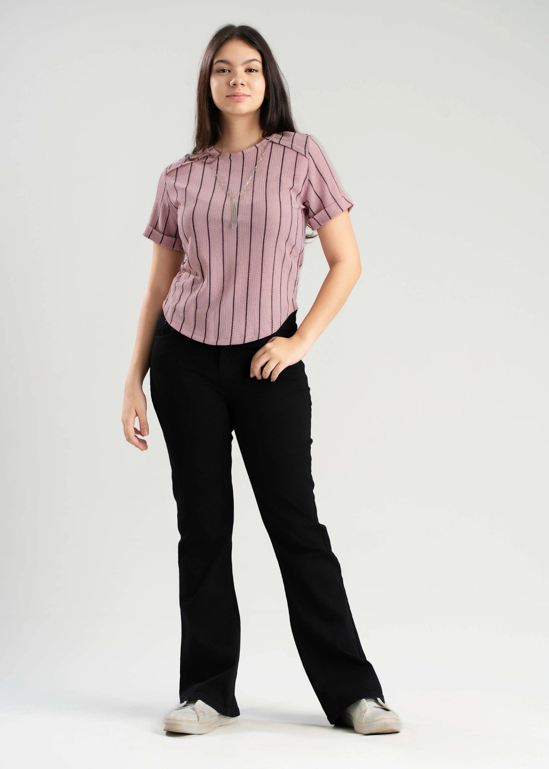 womens-pink-and-black-striped-blouse