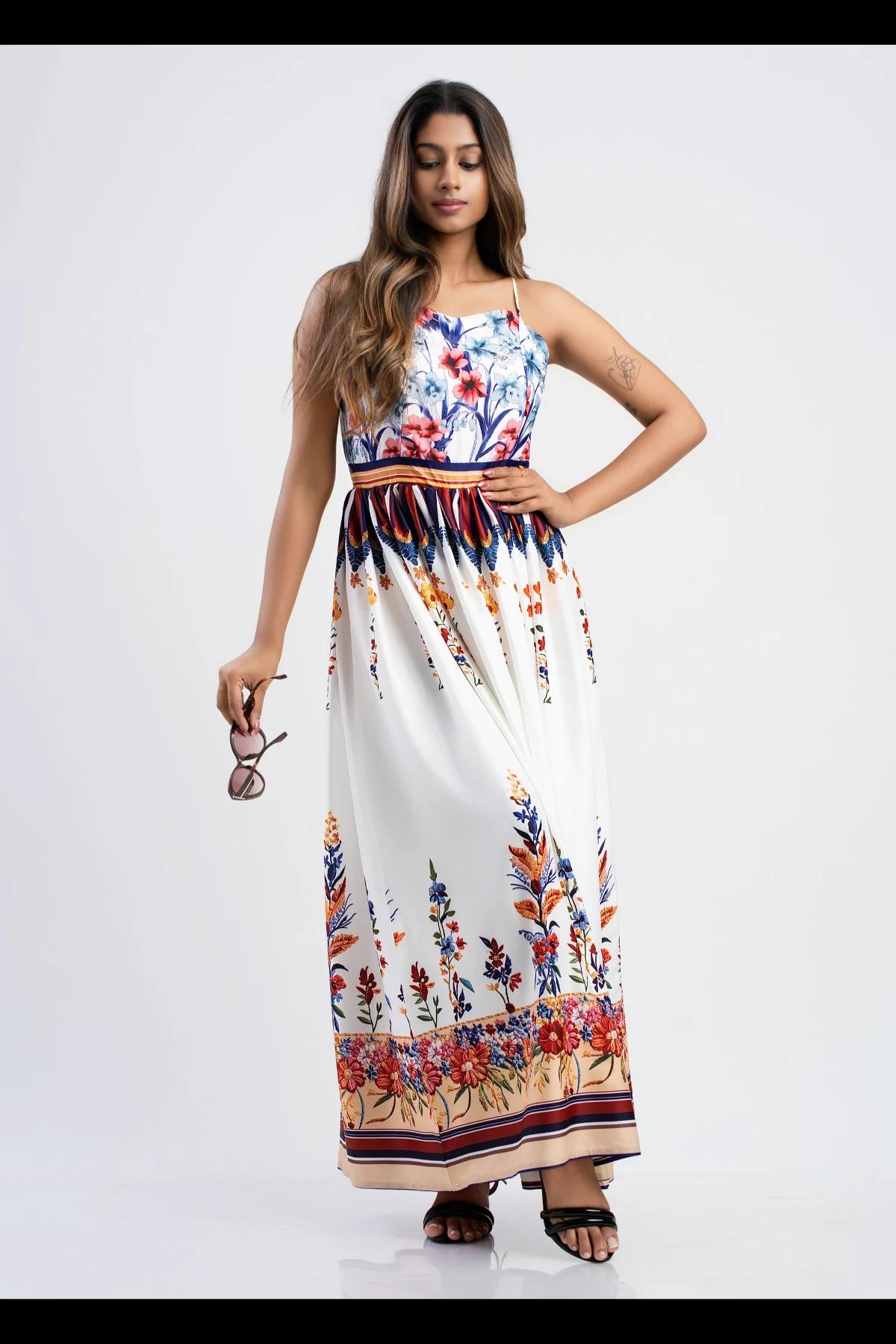white-floral-print-halter-maxi-dress