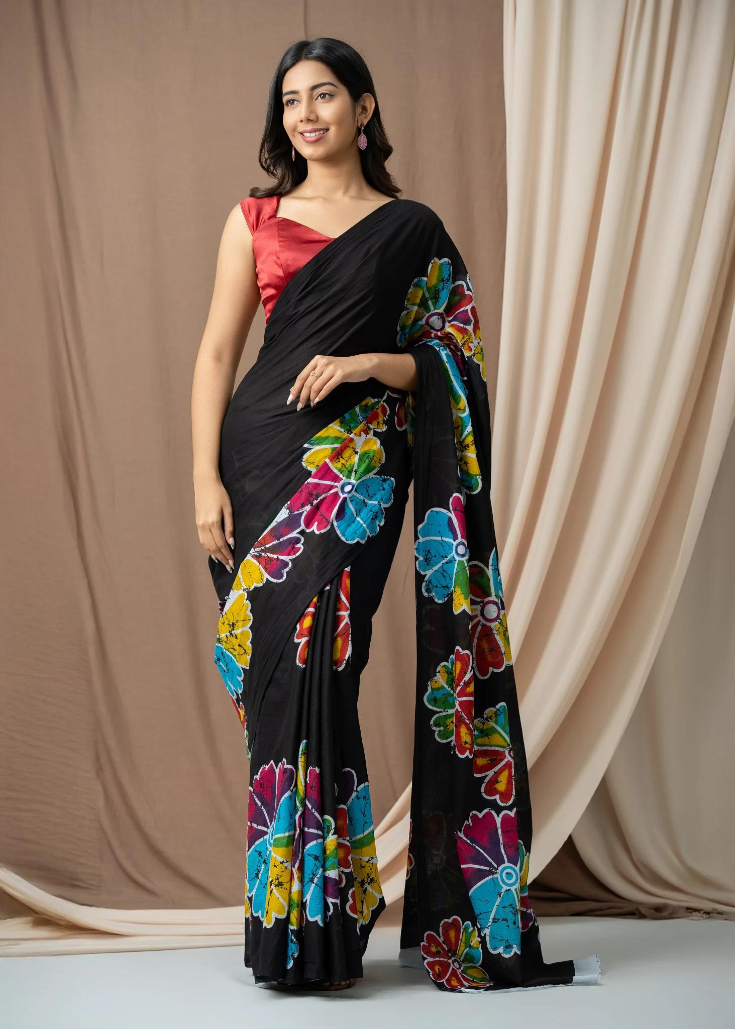 black-floral-organza-digital-print-saree