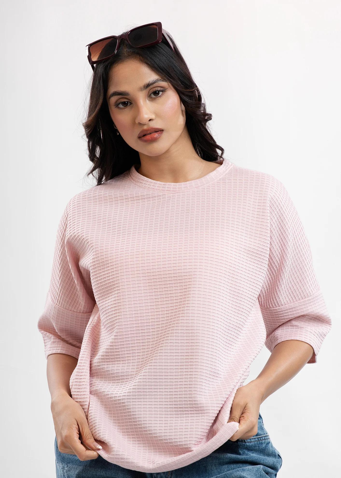blush-grid-oversized-tee