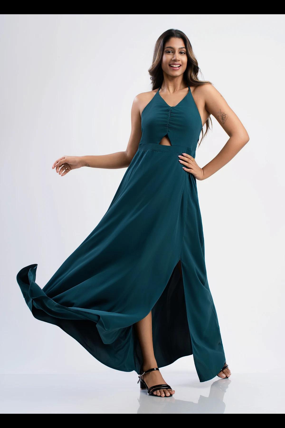teal-sleeveless-keyhole-maxi-dress