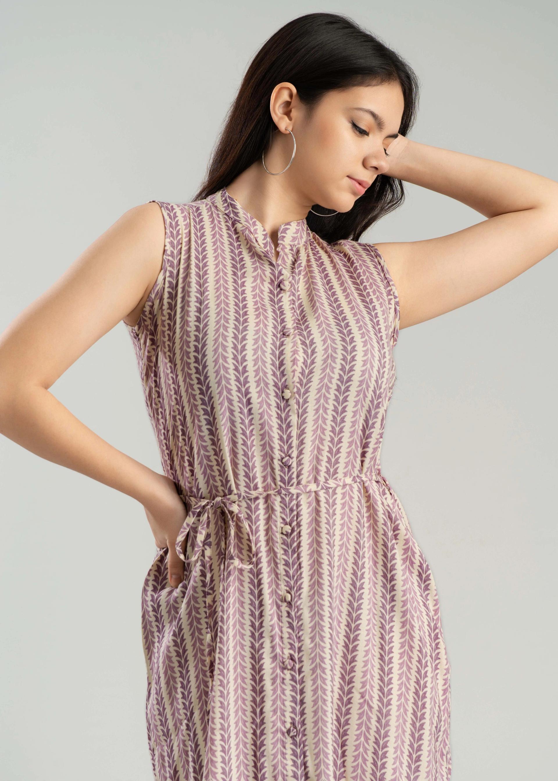 buttonfront-collared-sleeveless-midi-dress