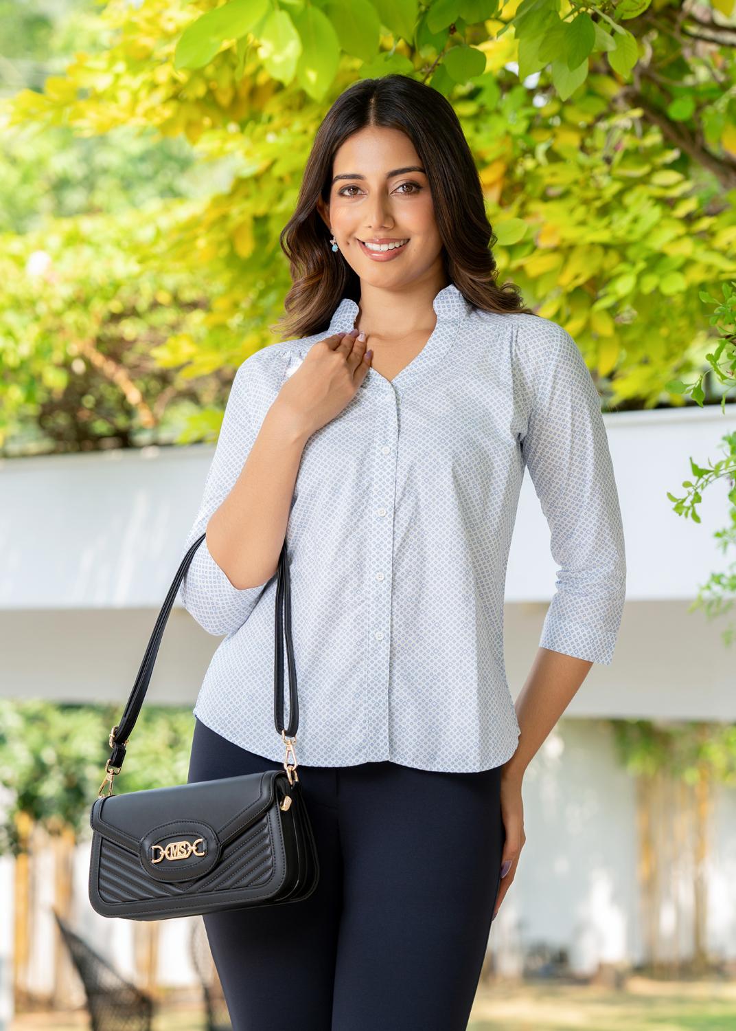 the-adelaide-standcollar-microprint-blouse