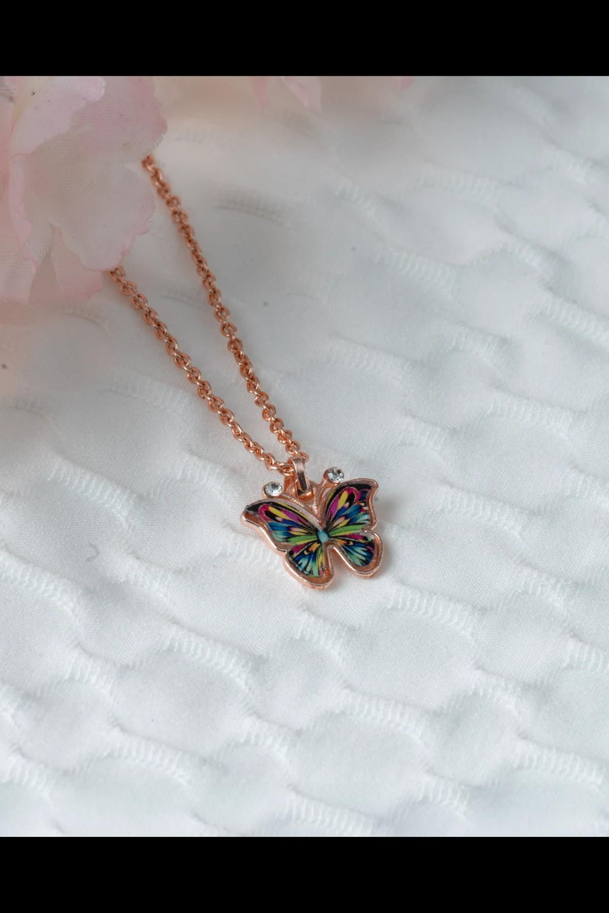rose-gold-colorful-butterfly-pendant-necklace