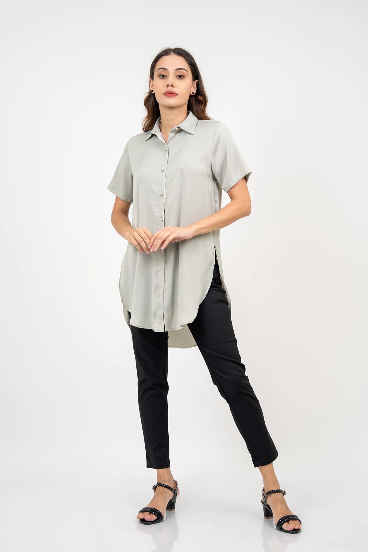 women-coller-button-down-long-top