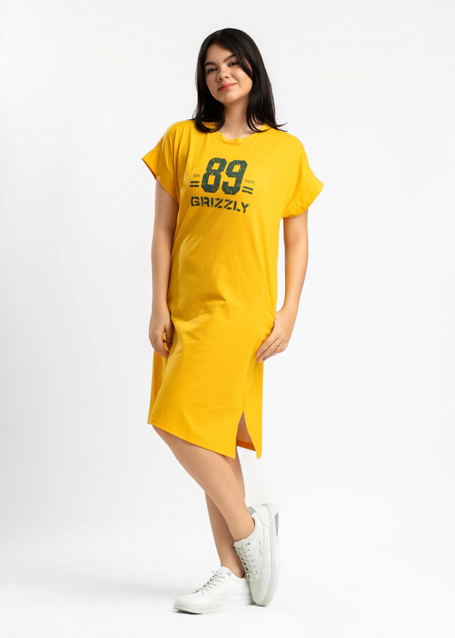 womens-yellow-graphic-print-tshirt-dress