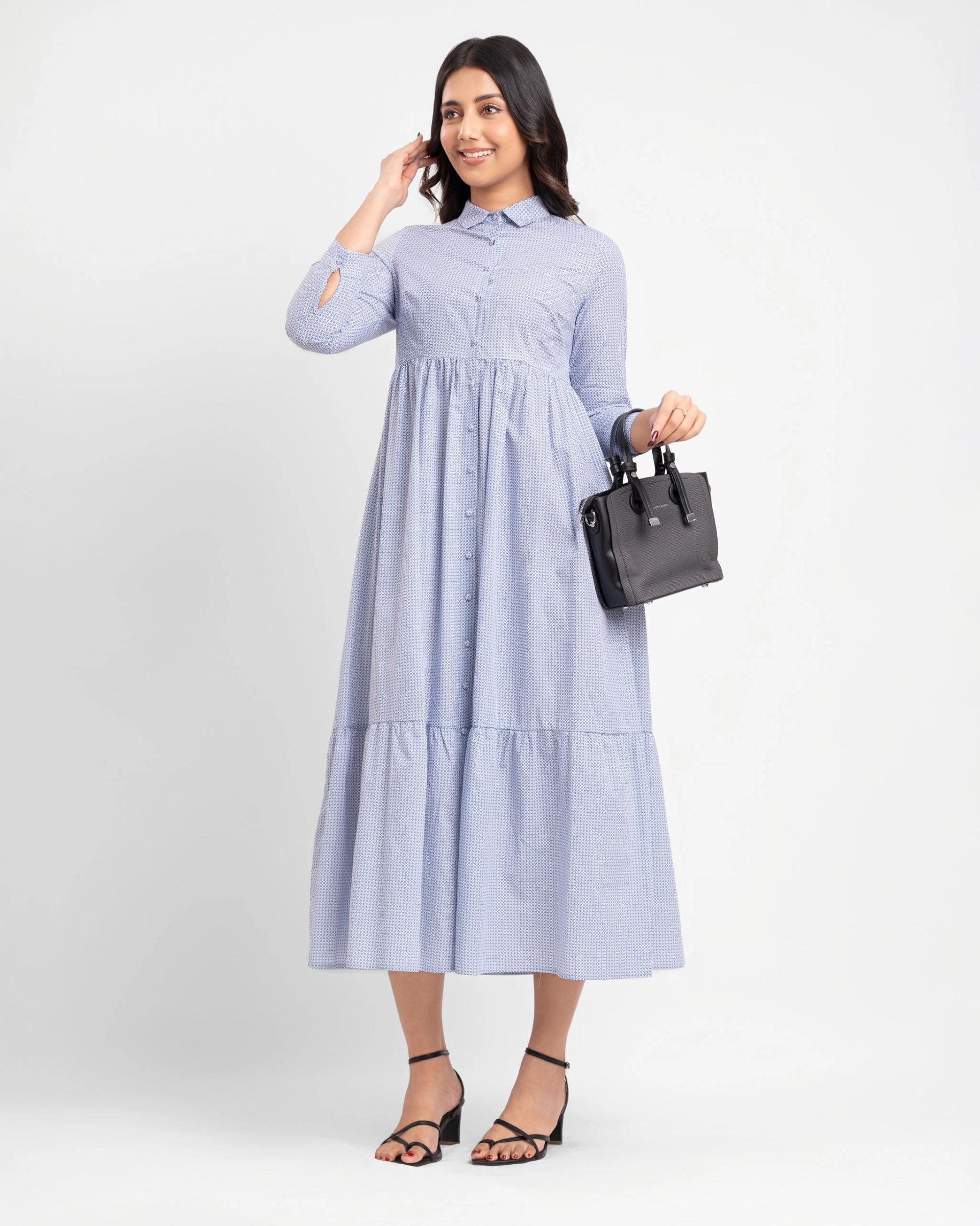 long-sleeve-shirt-dress-with-ruffle-in-cotton-blend