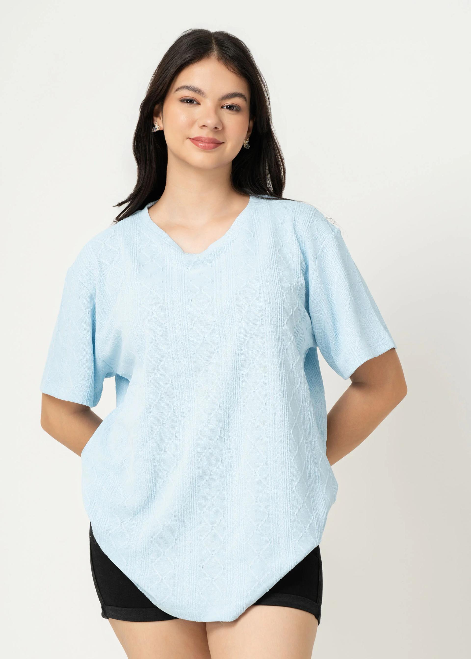 womens-light-blue-textured-crew-neck-tshirt