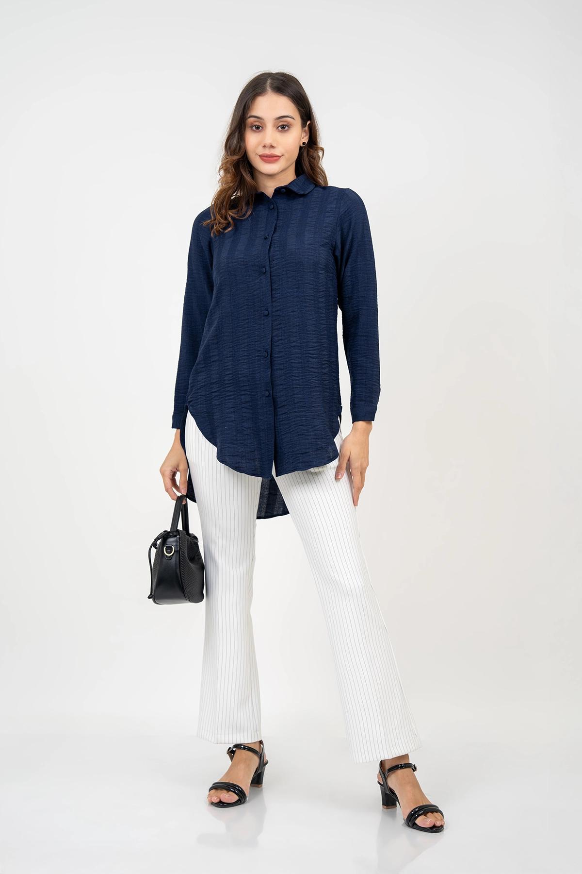 crinkled-long-casual-shirt-top-
