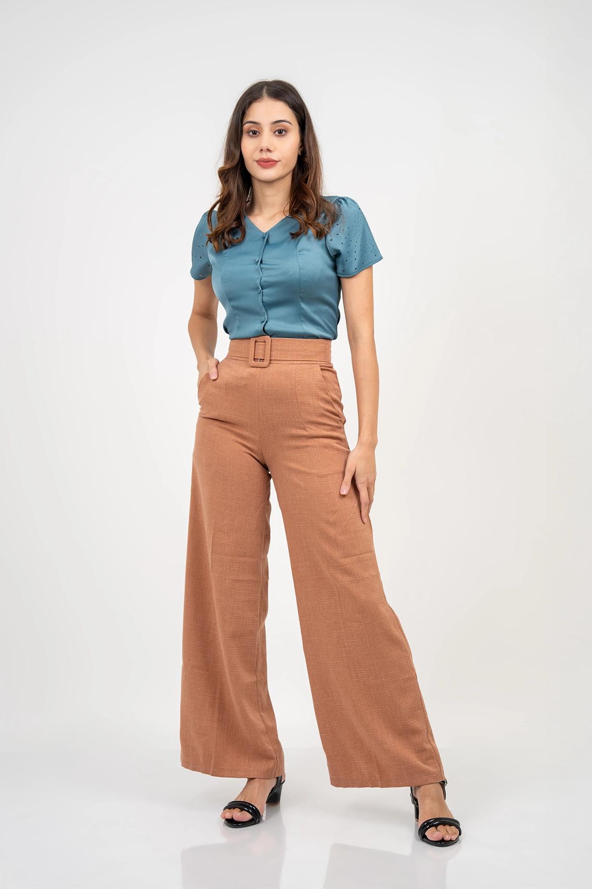 women-v-neck-button-down-top