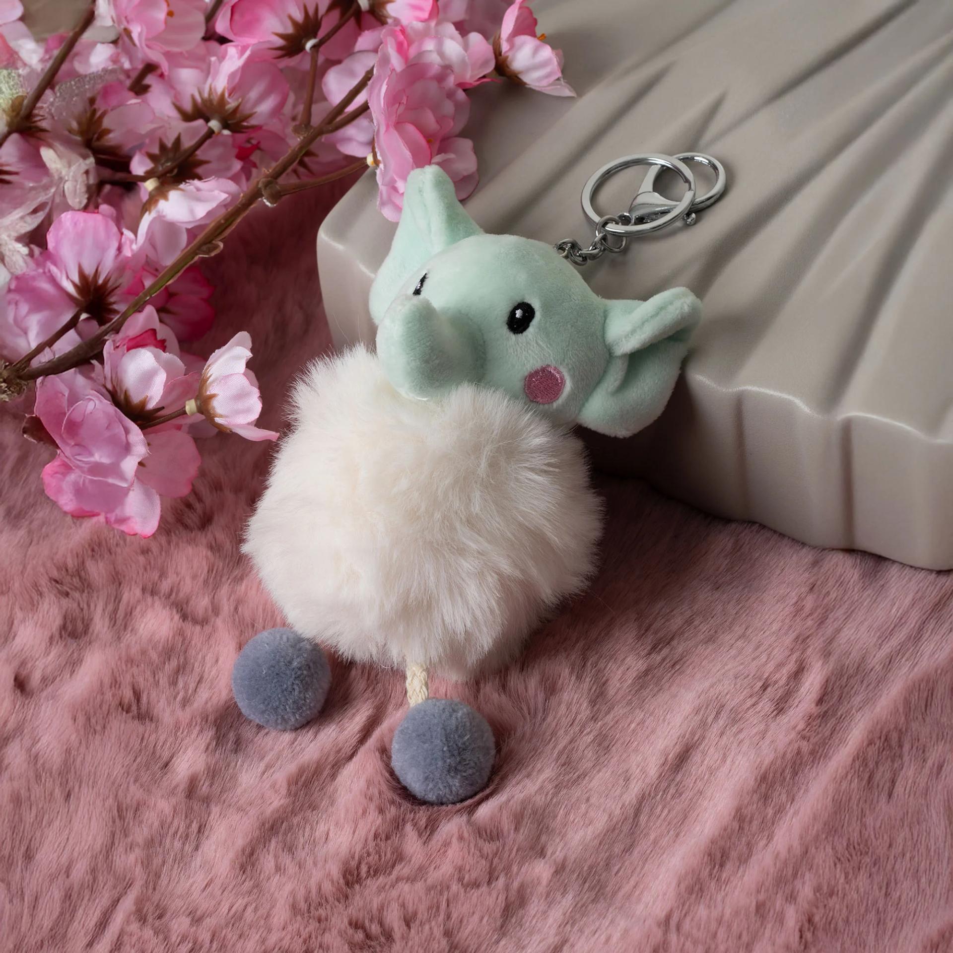 white-plush-elephant-keychain