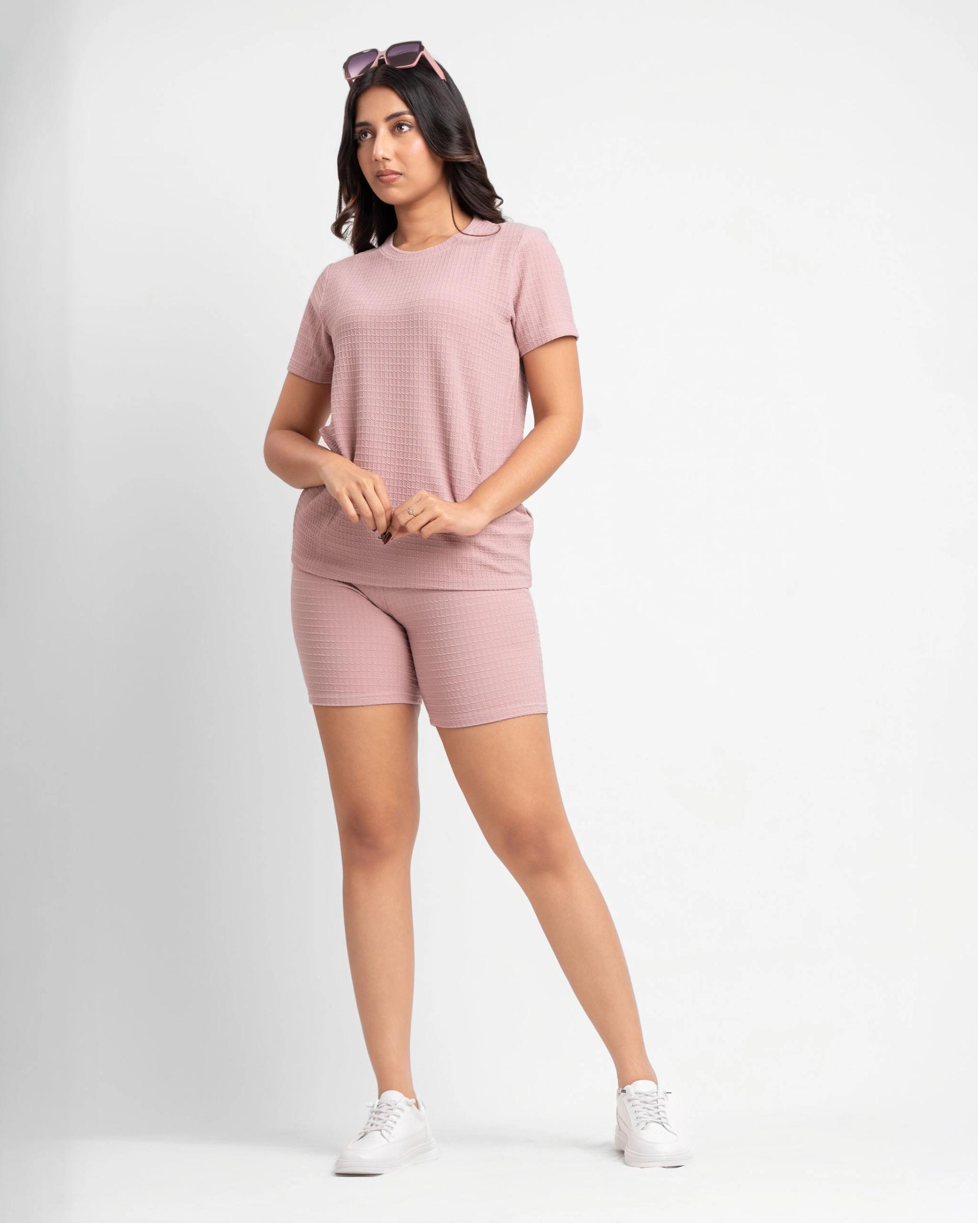 pink-textured-shorts-with-elasticated-waistband