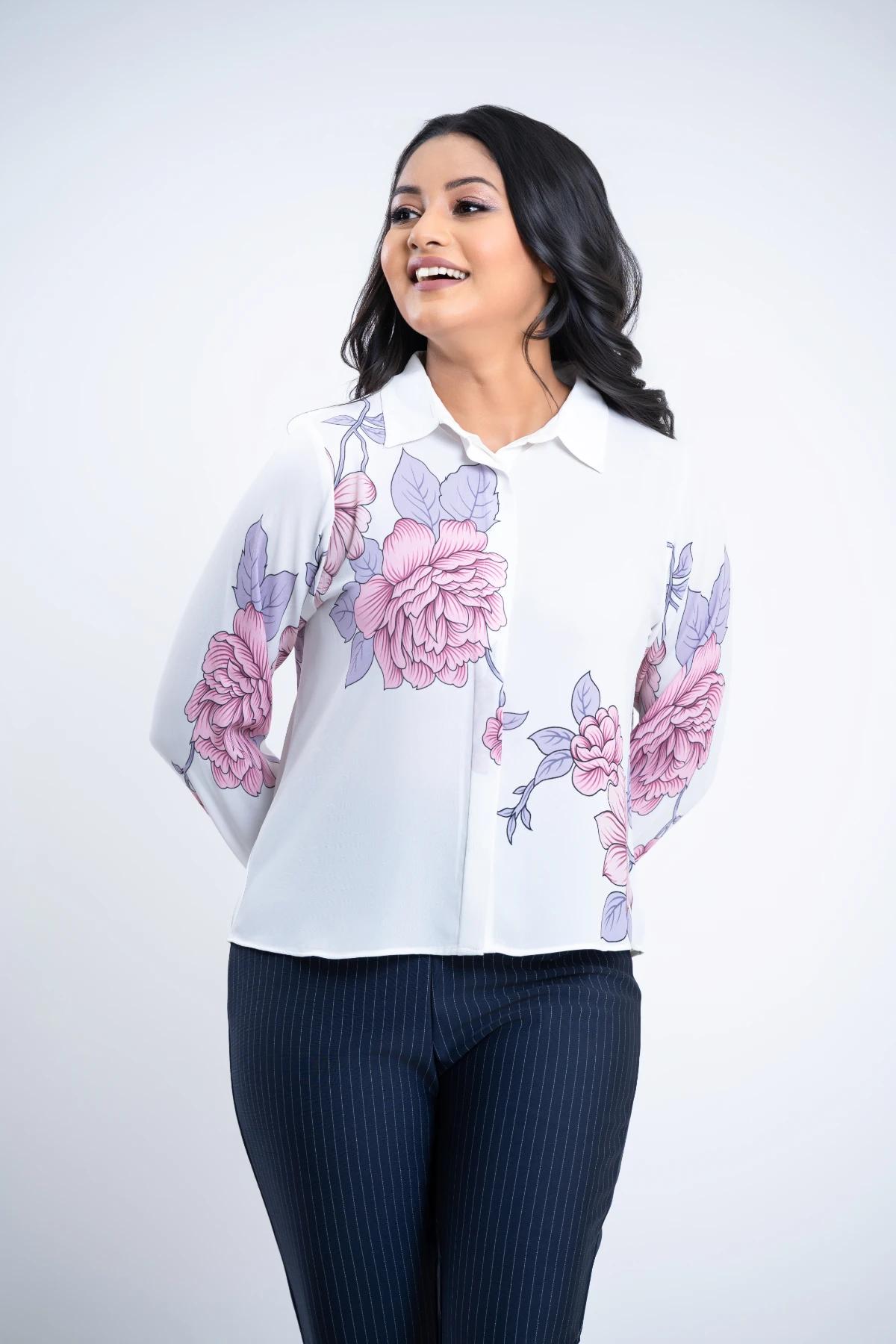 women-printed-casual-white-shirt