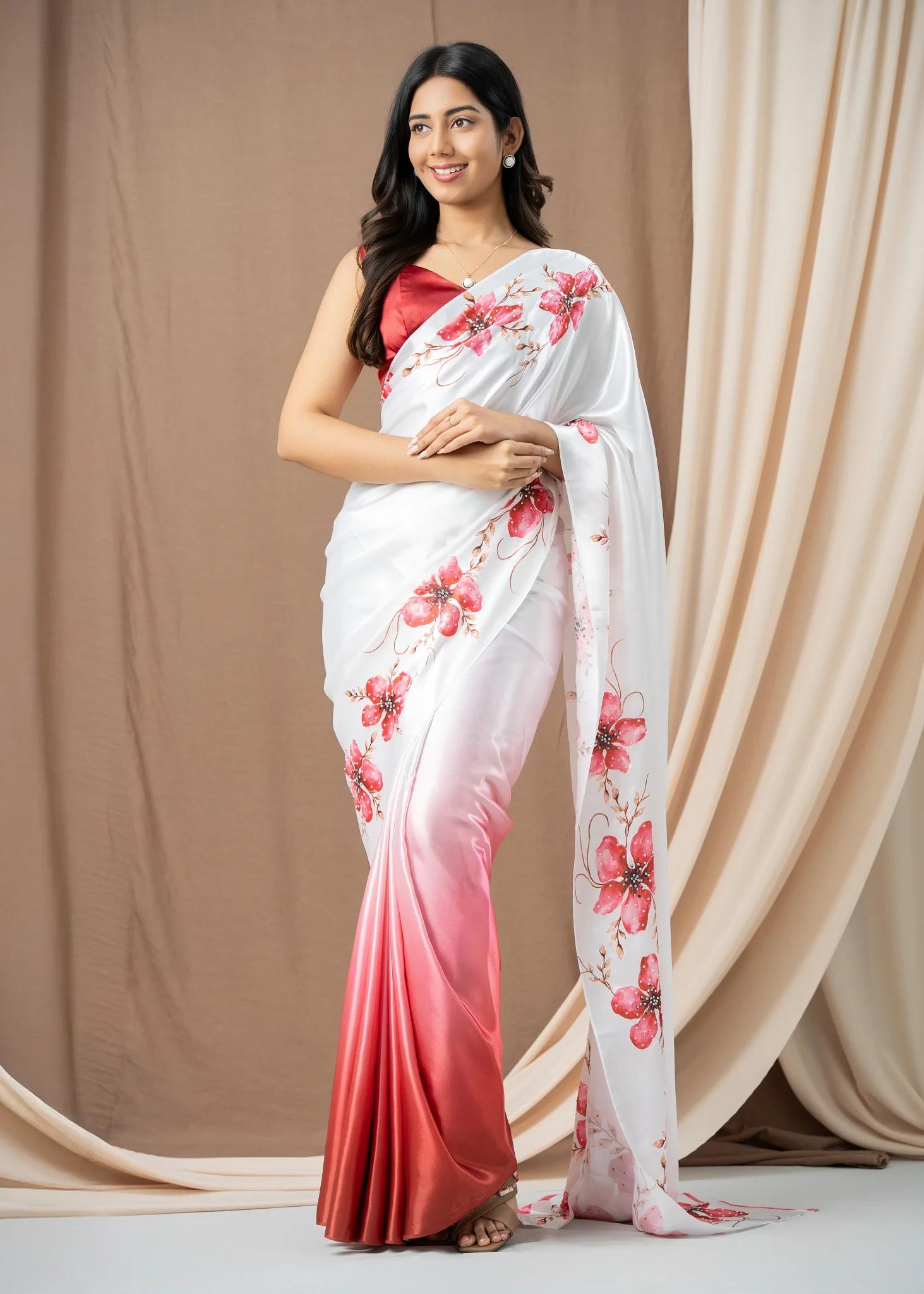 exquisite-white-pink-floral-saree