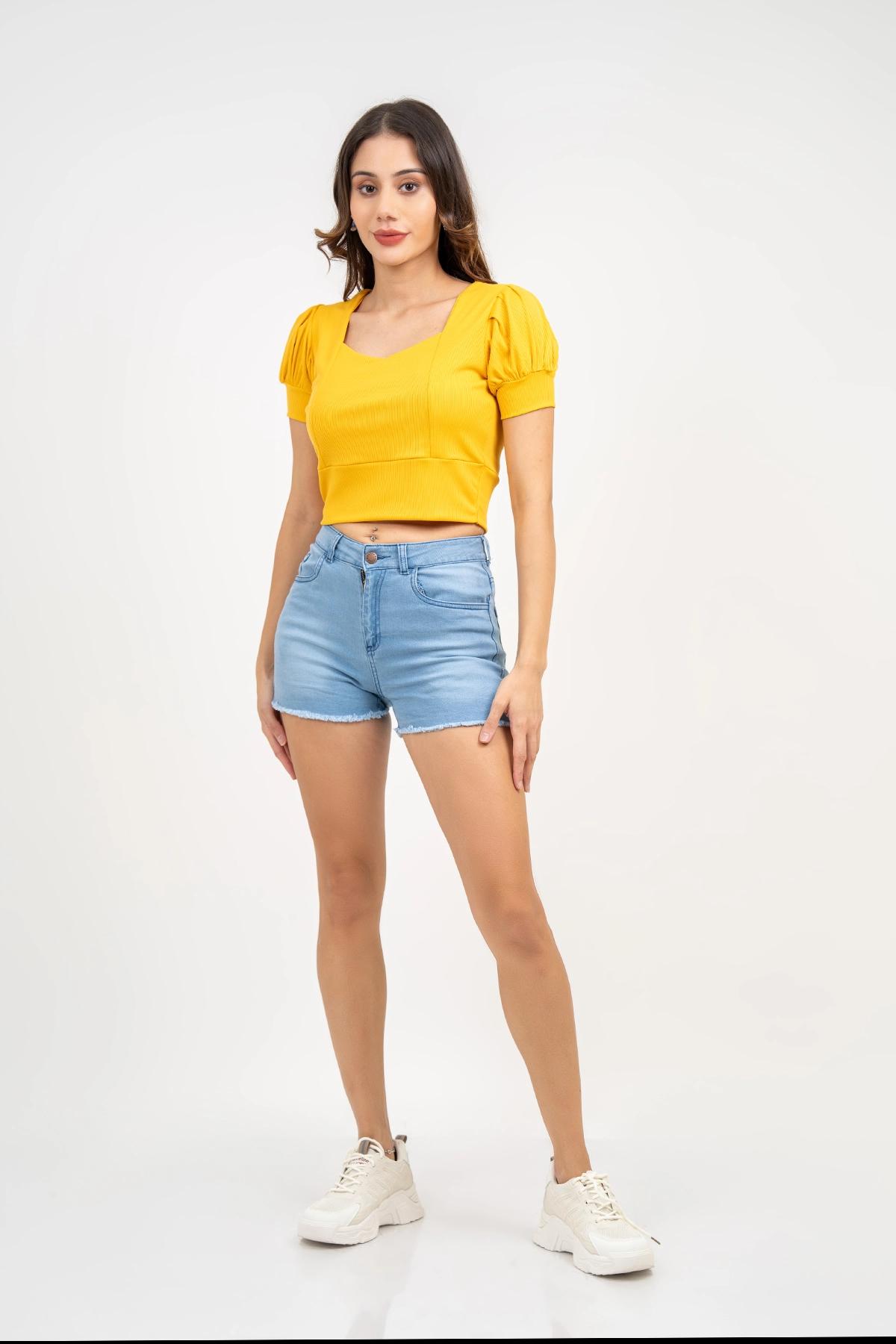 womens-puff-sleeve-ribknit-crop-top