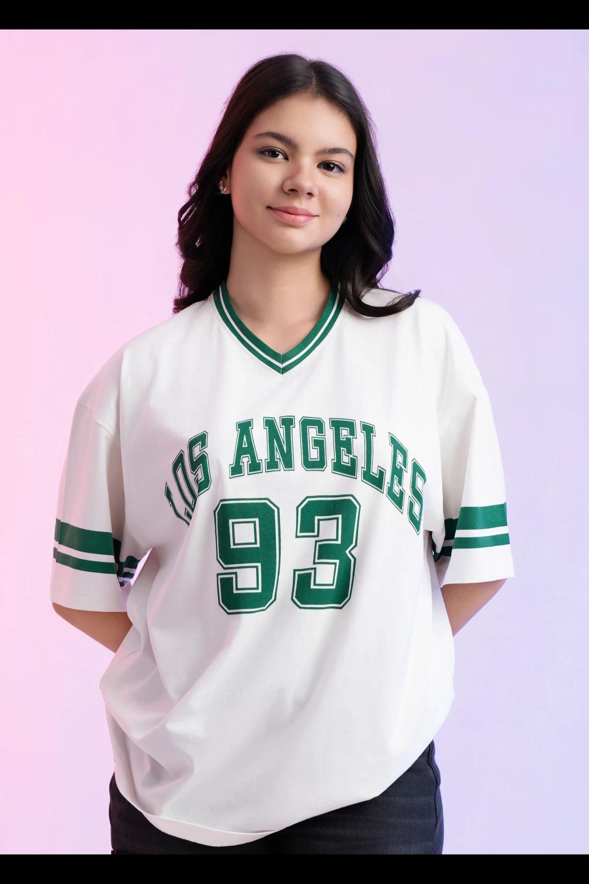 womens-white-oversized-los-angeles-93-graphic-vneck-tshirt